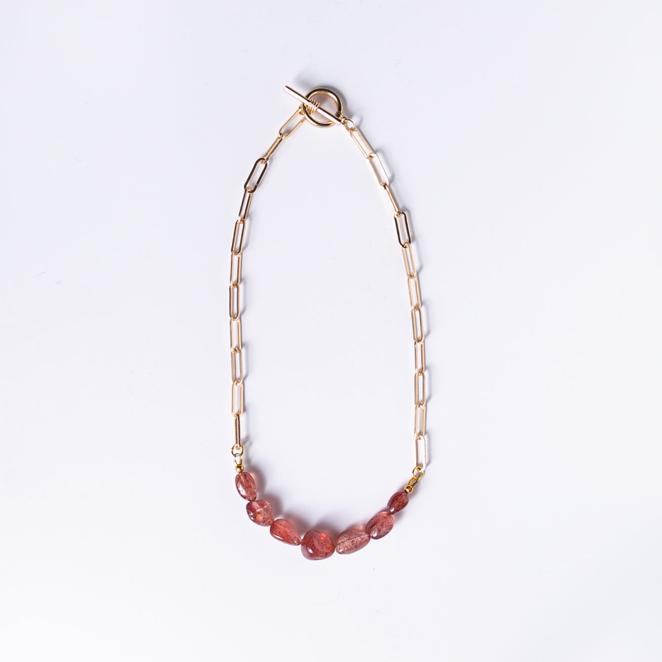 Strawberry Quartz Polished Stones Necklace