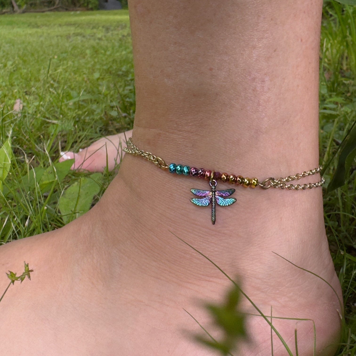 Colorful Dragonfly Anklet