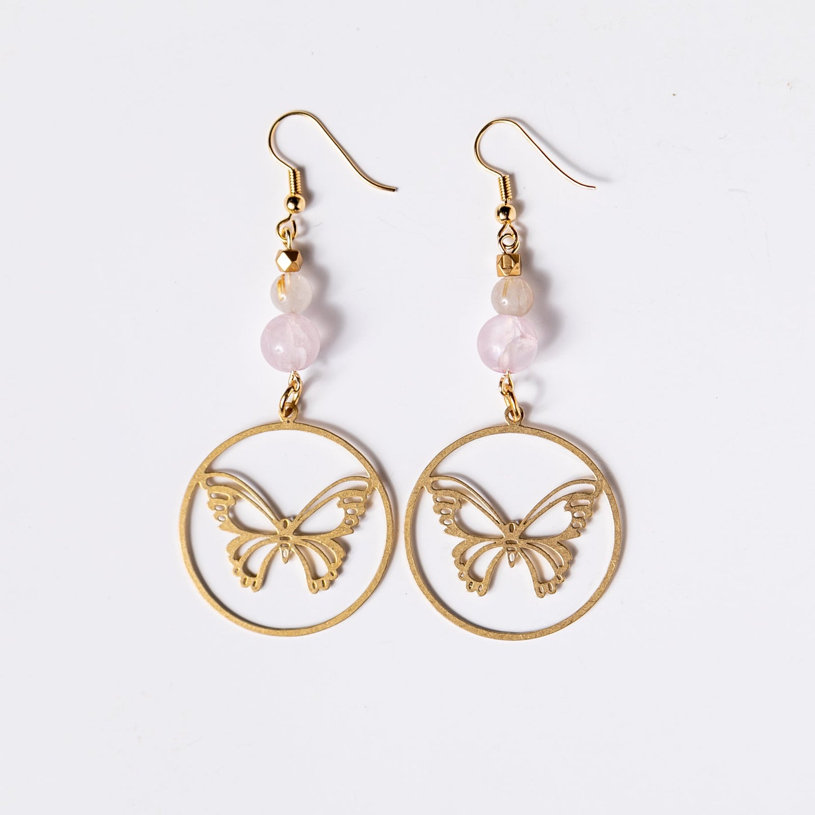 Breast Cancer Awareness Butterfly Earrings
