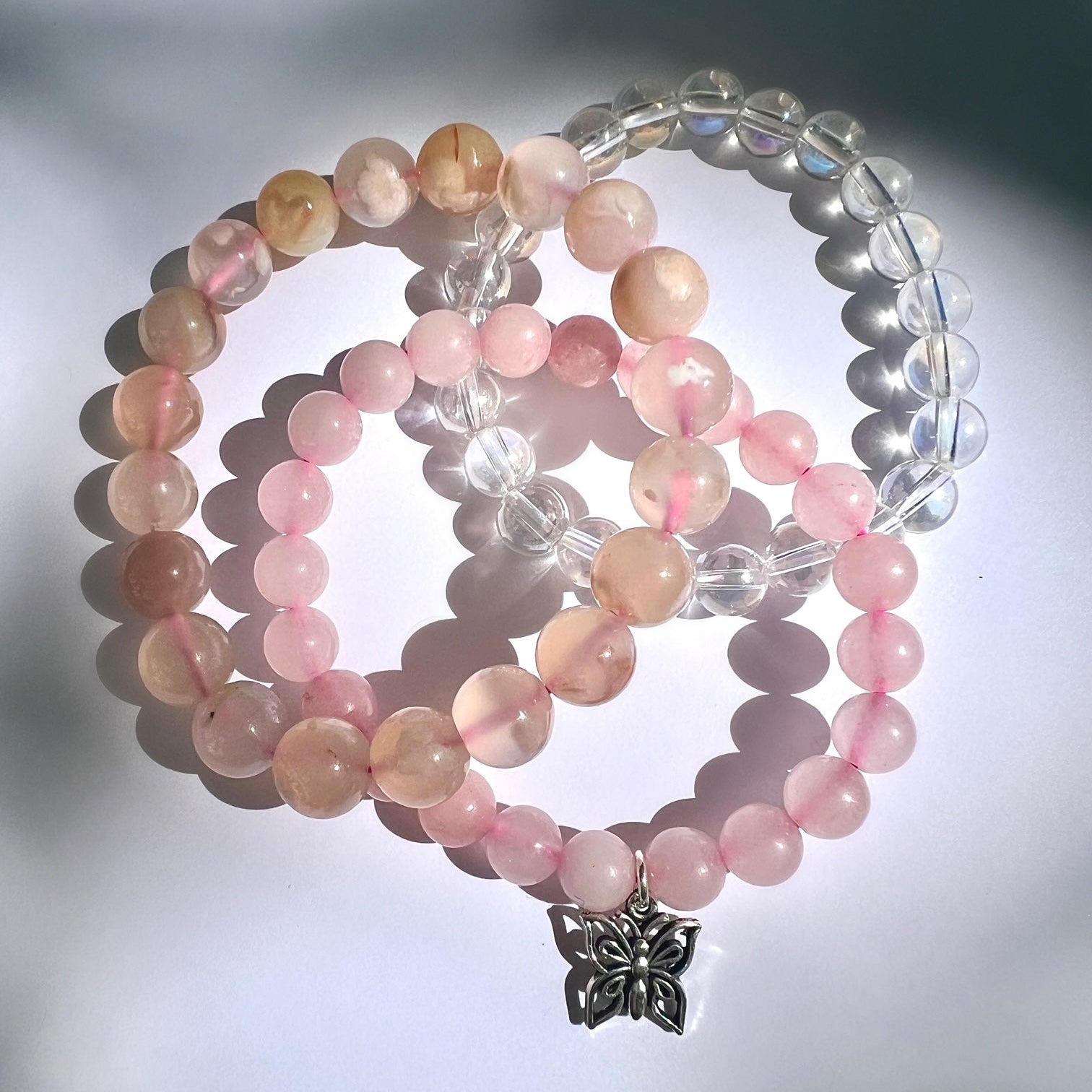 The Power of Love Set of 3 Gemstone Stretch Bracelets - 8mm Gemstones