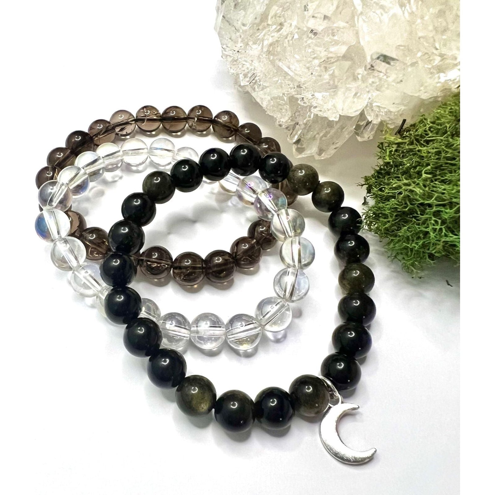 The Shadow Caster Set of 3 Gemstone Bracelets