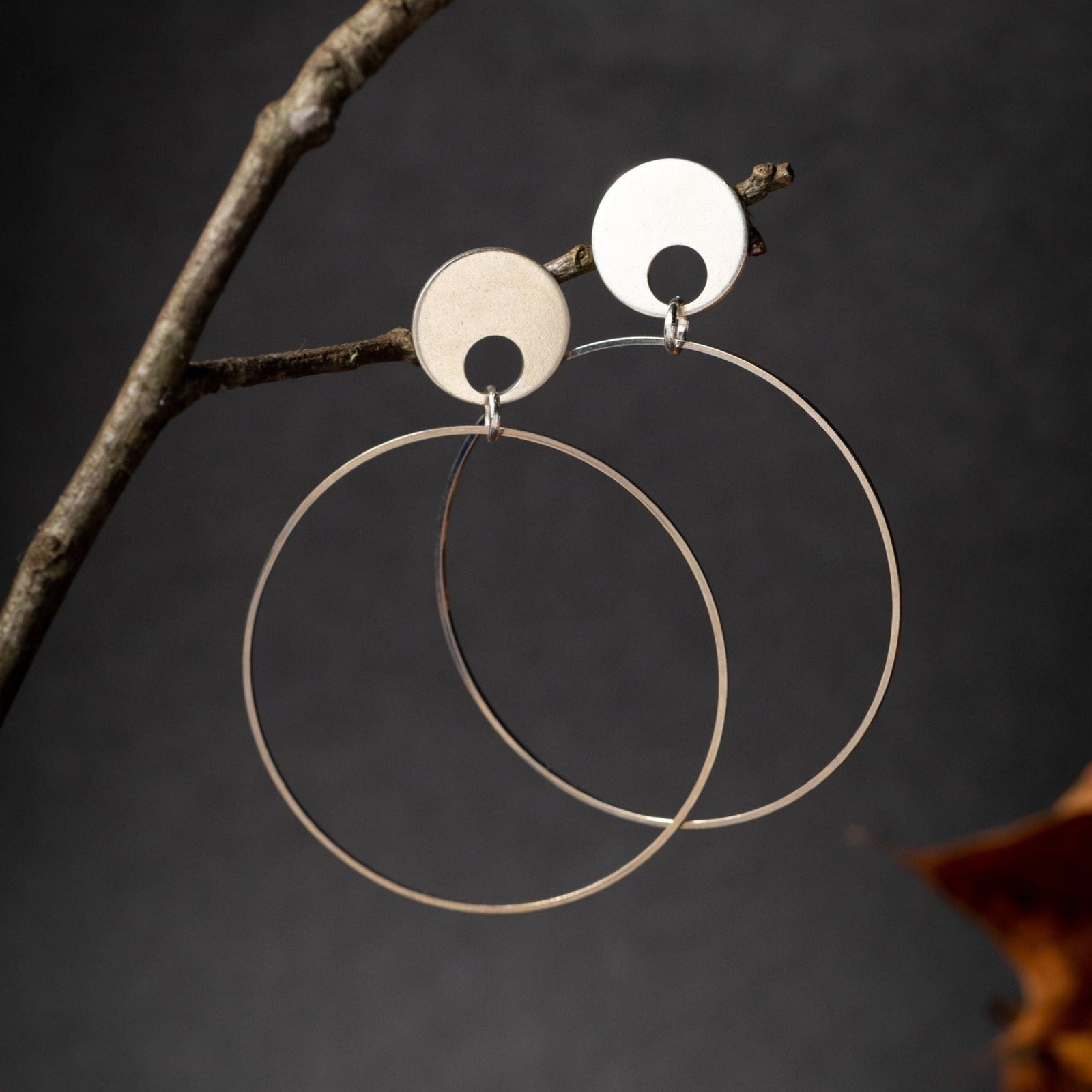 Silver Halo Post Hoop Earrings