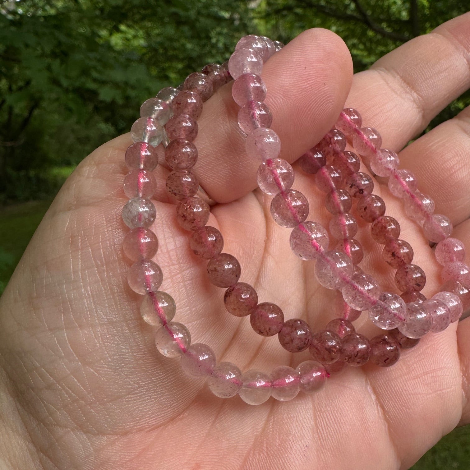 Strawberry Quartz Stretch Bracelet - 6mm Gemstones