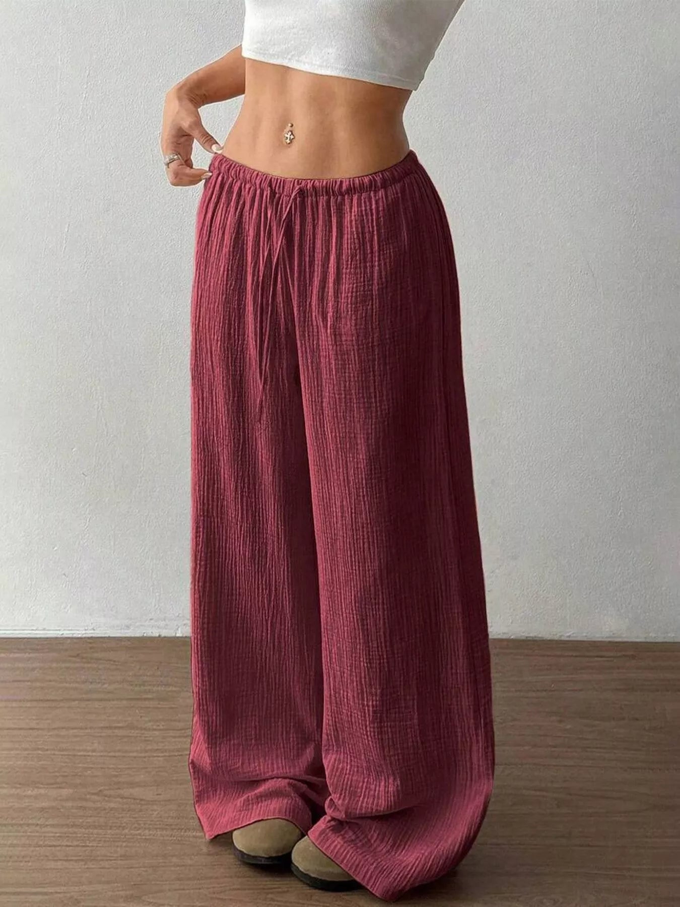 Drawstring Wide Leg Pants