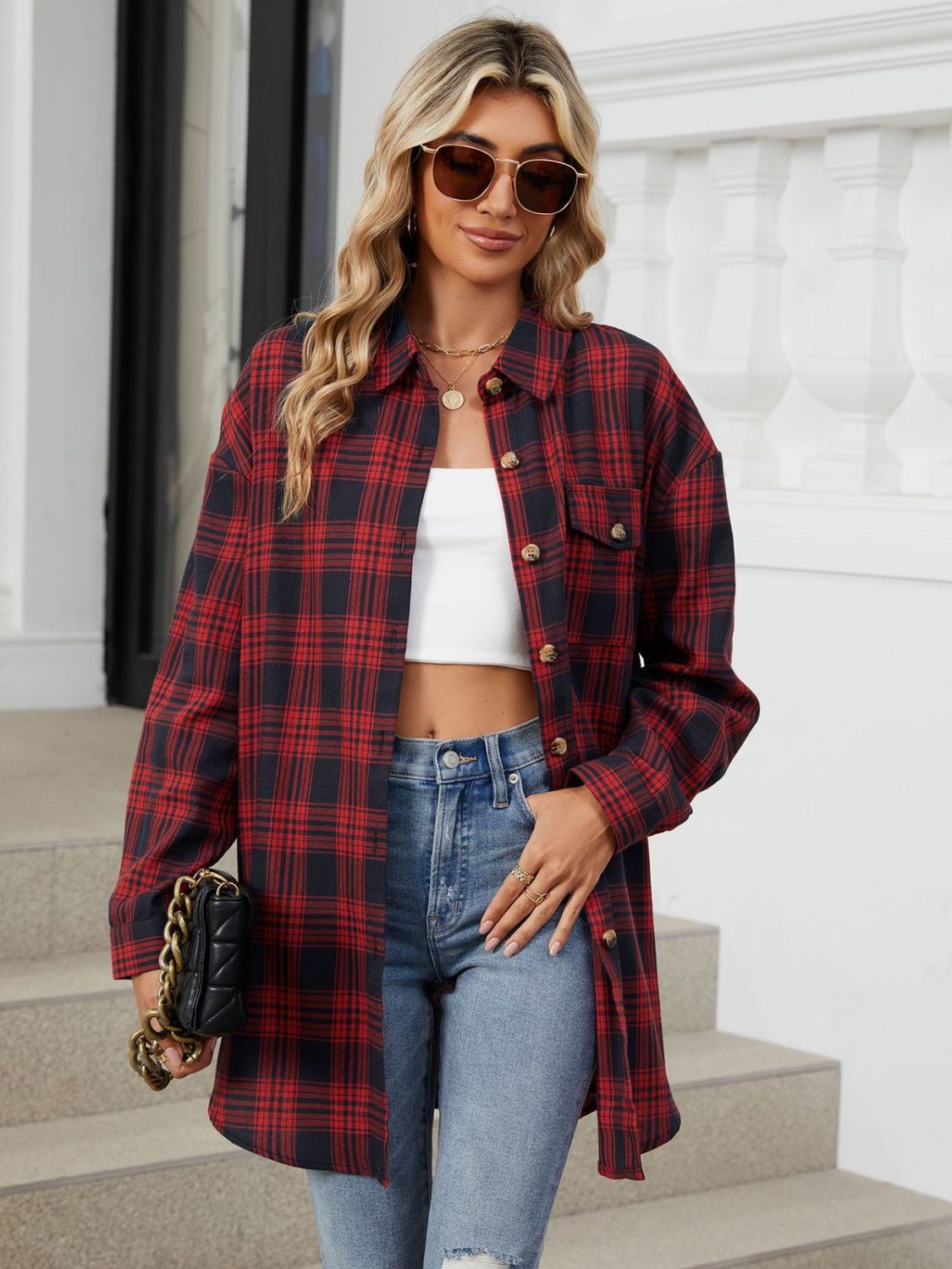 Plaid Collared Neck Long Sleeve Shirt – A Wardrobe Classic with a Twist