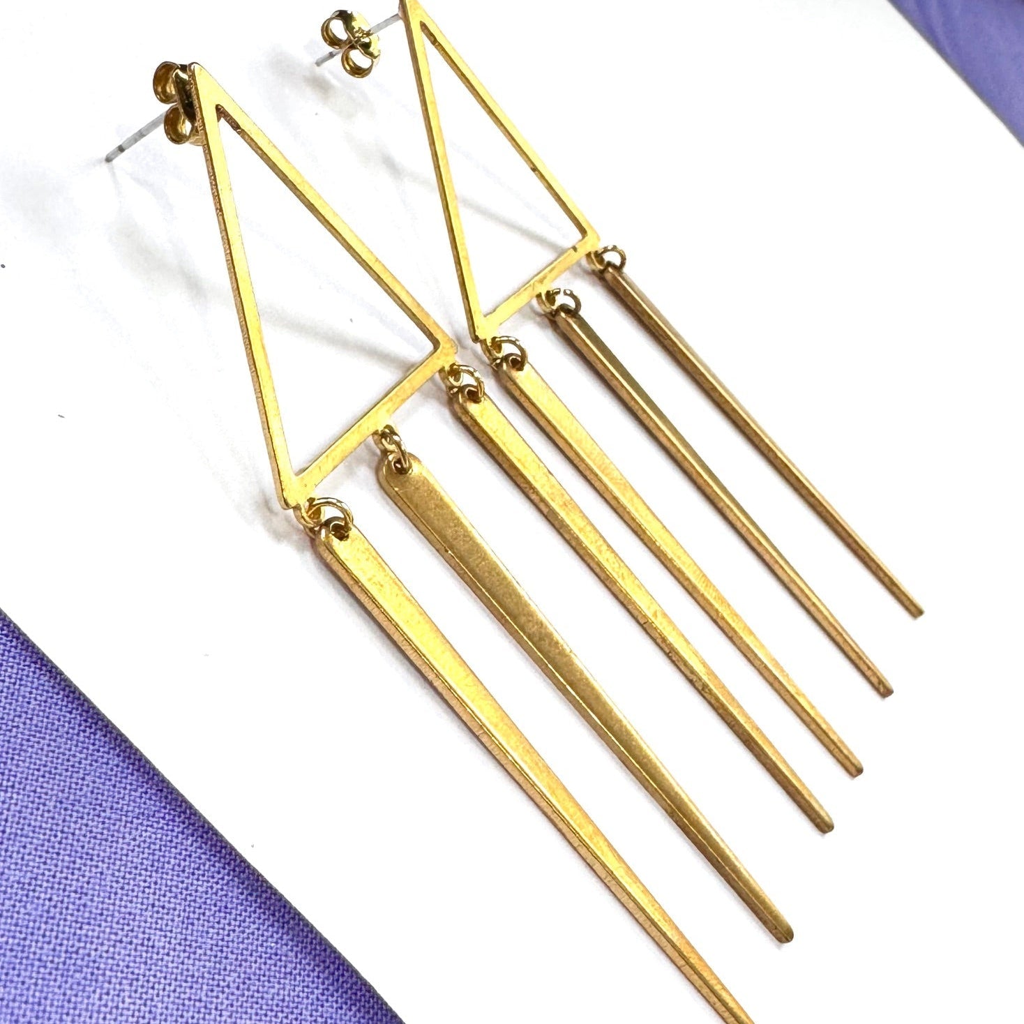 Golden Triangle Dangle Post Earrings
