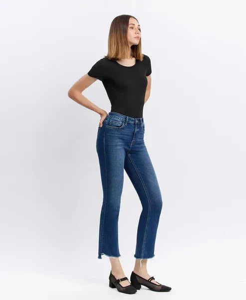 Eccentrics Boutique Denim Bella High Rise Raw Hem Kick Flare
