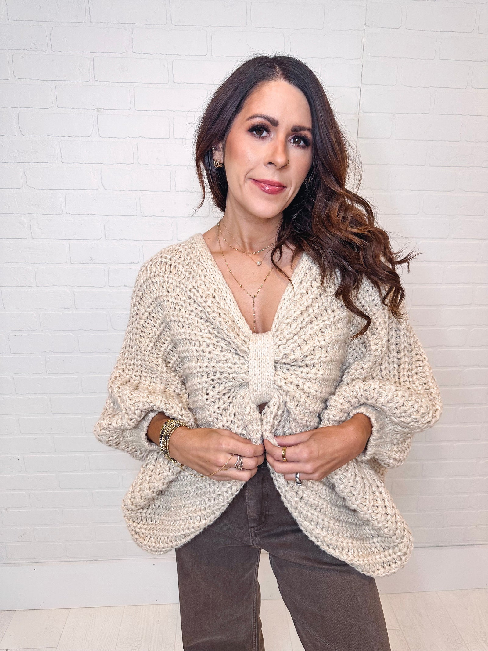 Knotted Detail Chunky Knit Sweater