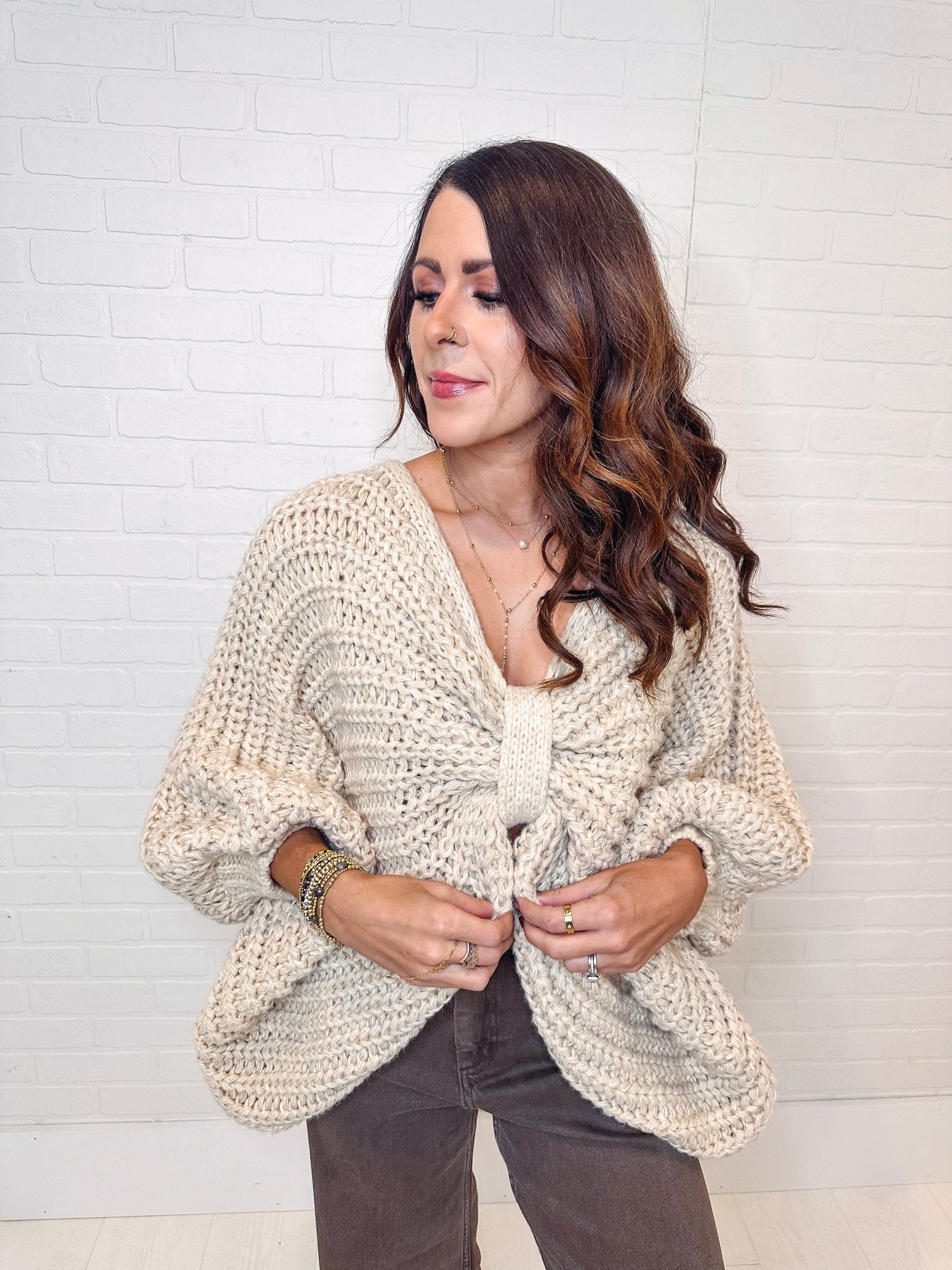 Knotted Detail Chunky Knit Sweater