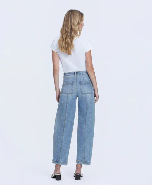 Eccentrics Boutique Denim Super High Rise Barrel Denim with Hem Snap