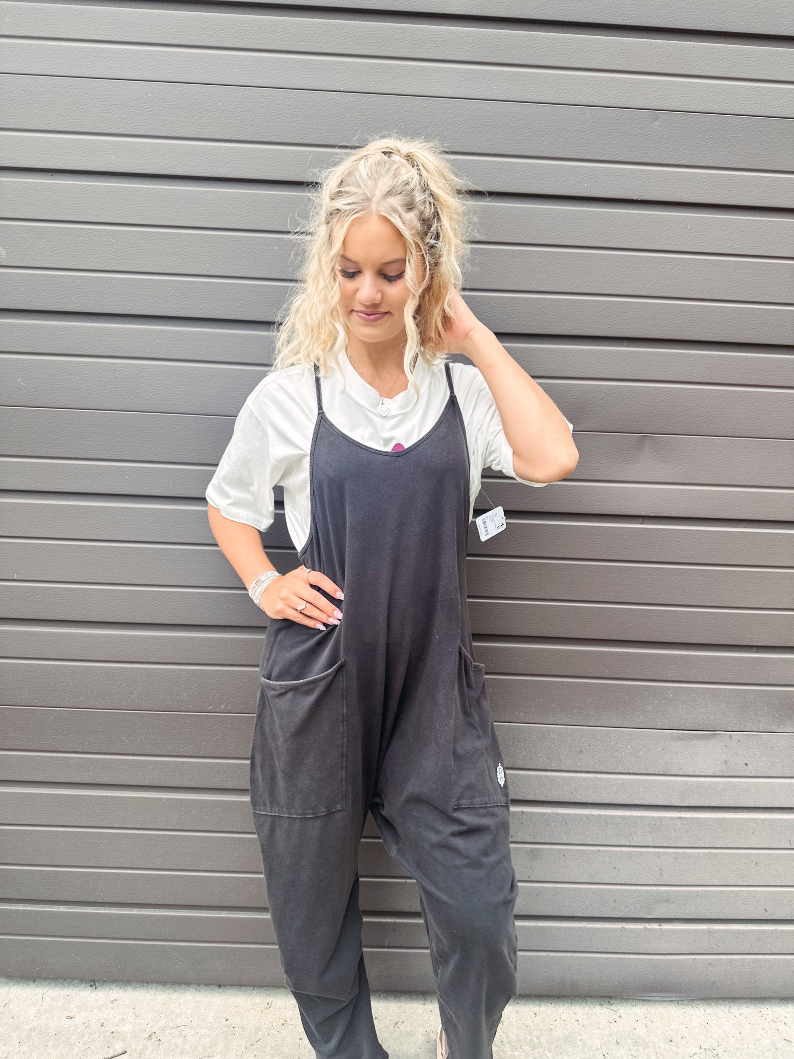 Free People Jumpsuit Free People Hot Shot Onesie-- Washed Black