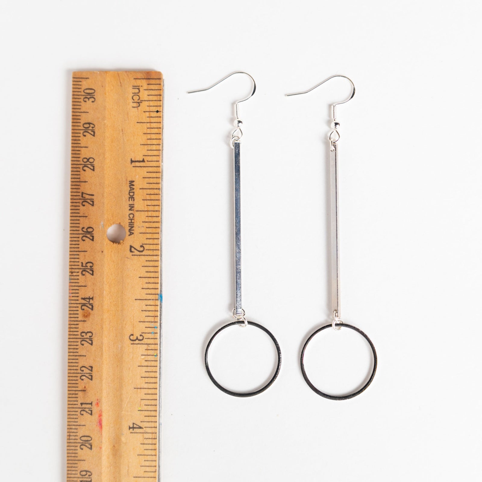 Fine Lines Silver Geometric Dangles