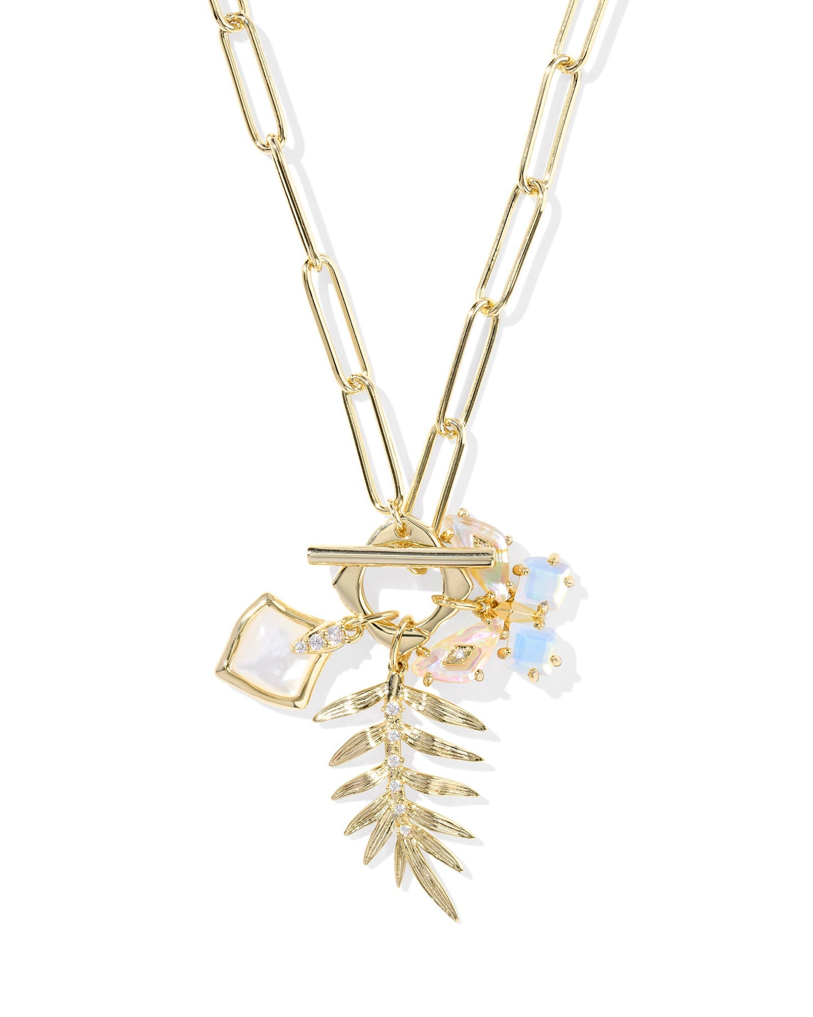 Kendra Scott Bianca Butterfly Charm Necklace-- Gold Iridescent White Mix