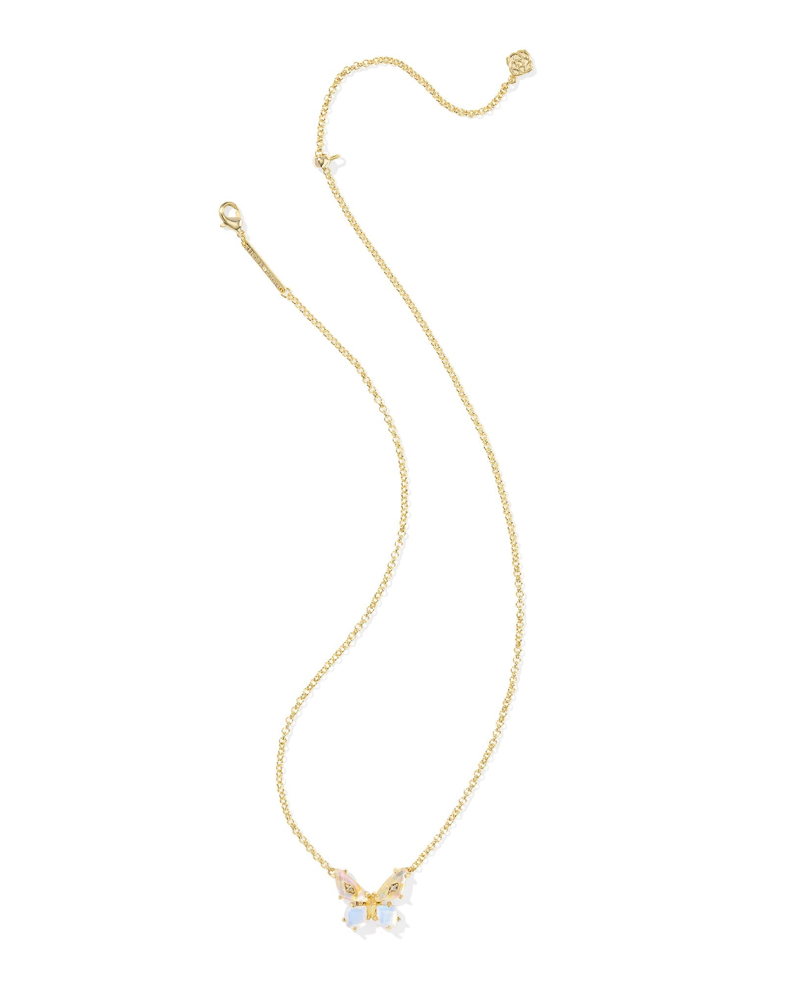 Kendra Scott Bianca Butterfly Pendant Necklace-- Gold Iridescent White Mix