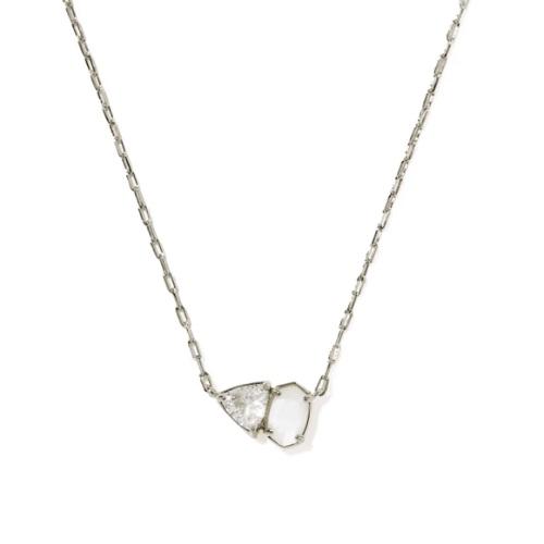 Kendra Scott Jewelry Kendra Scott Tatum June Short Pendant Necklace-- Rhod Rhodium