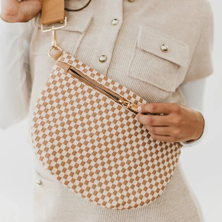 pr Handbag Westlyn Woven Bum Bag- Tan Checkerboard