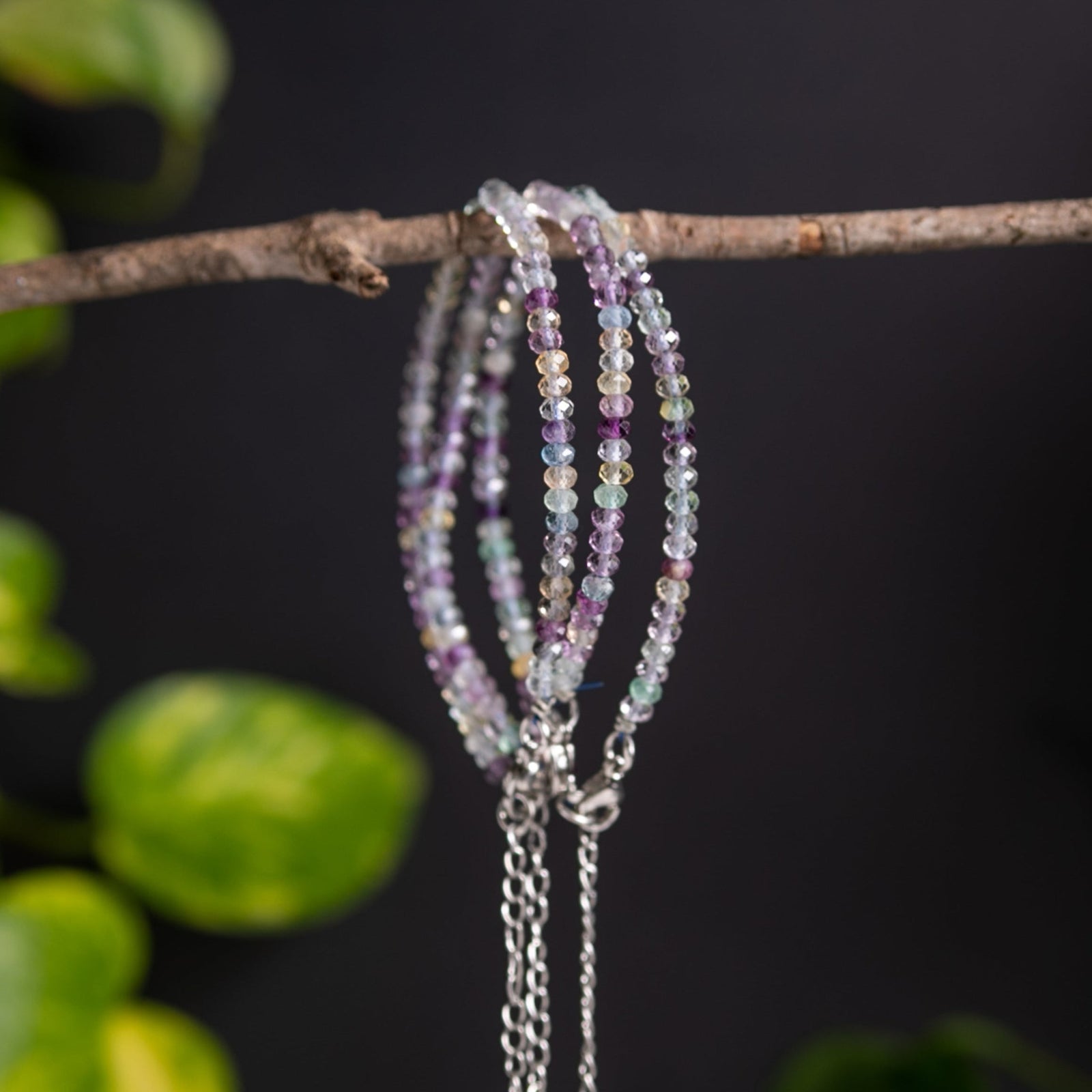 Microfaceted Rainbow Fluorite Tiny Bead Bracelet