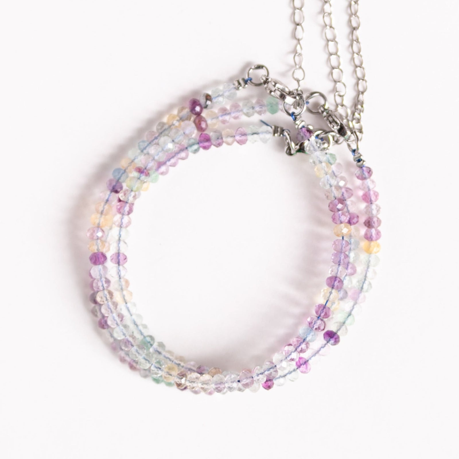 Microfaceted Rainbow Fluorite Tiny Bead Bracelet