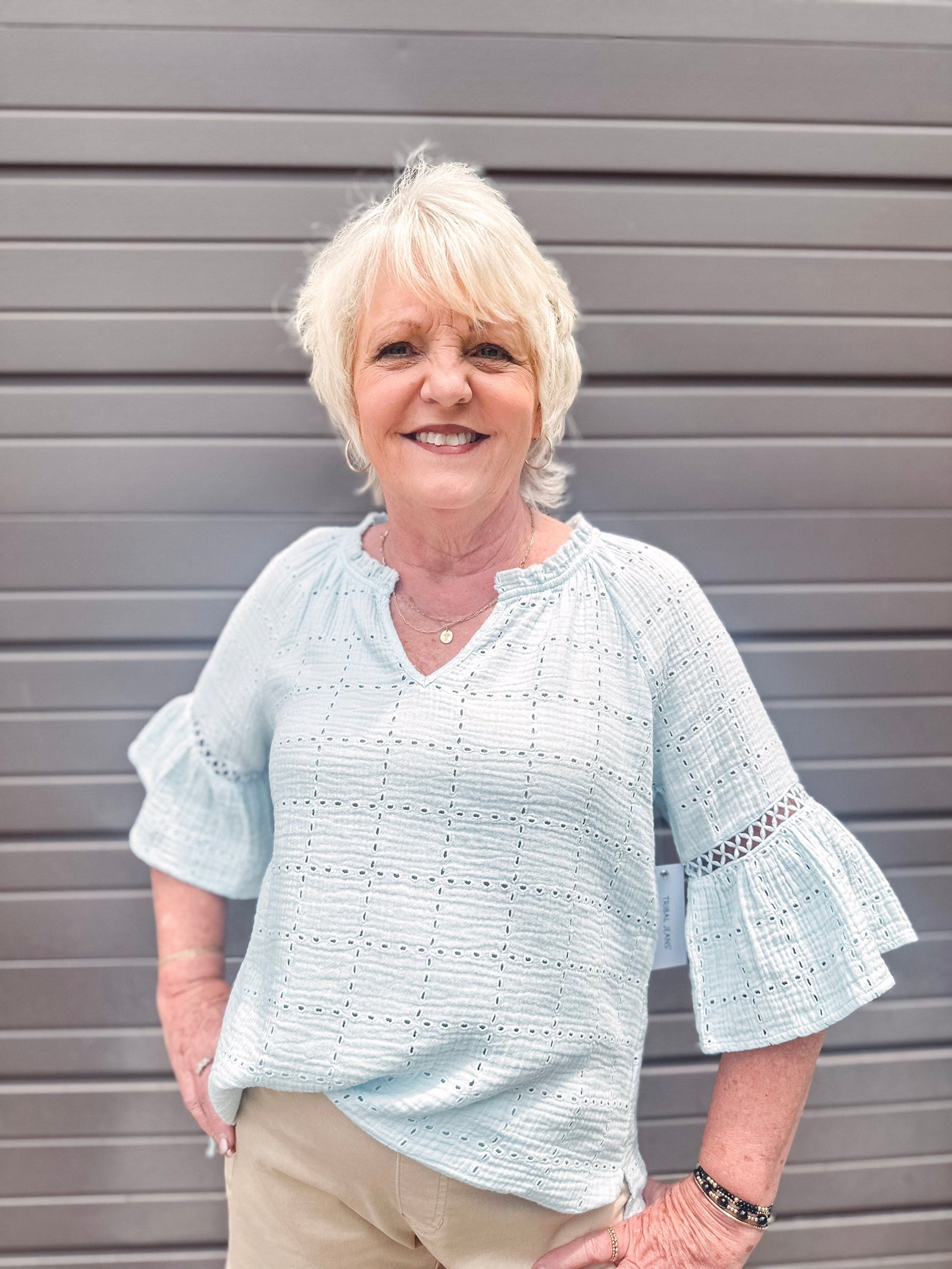 Tribal Shirts & Tops Tribal Cotton Eyelet Gauze Blouse