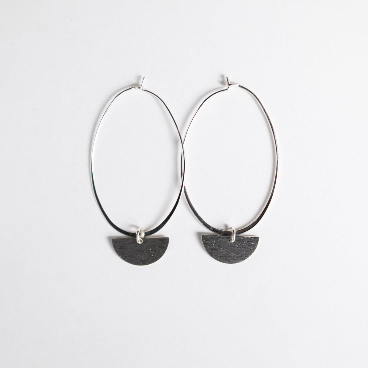 Modern Oval Hoops with Half Moon Charms