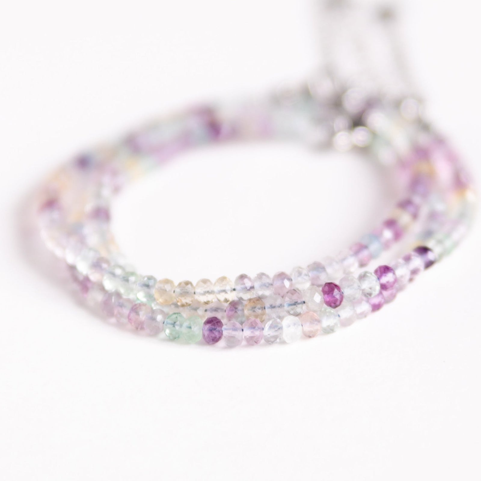 Microfaceted Rainbow Fluorite Tiny Bead Bracelet