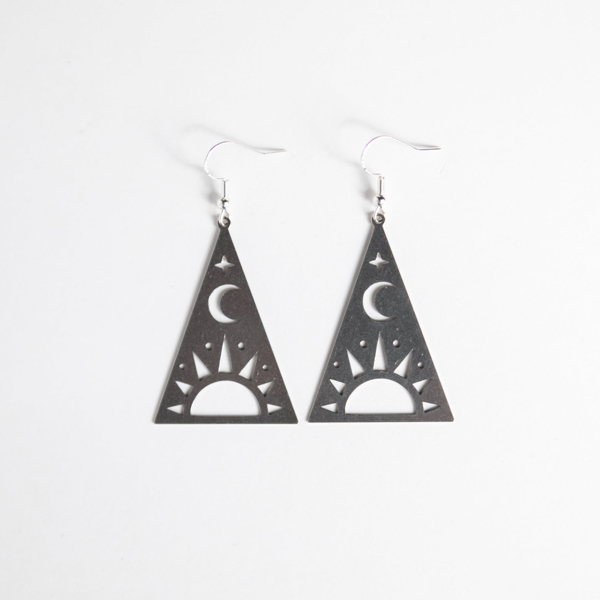 Sun and Moon Mystic Pyramid Earrings