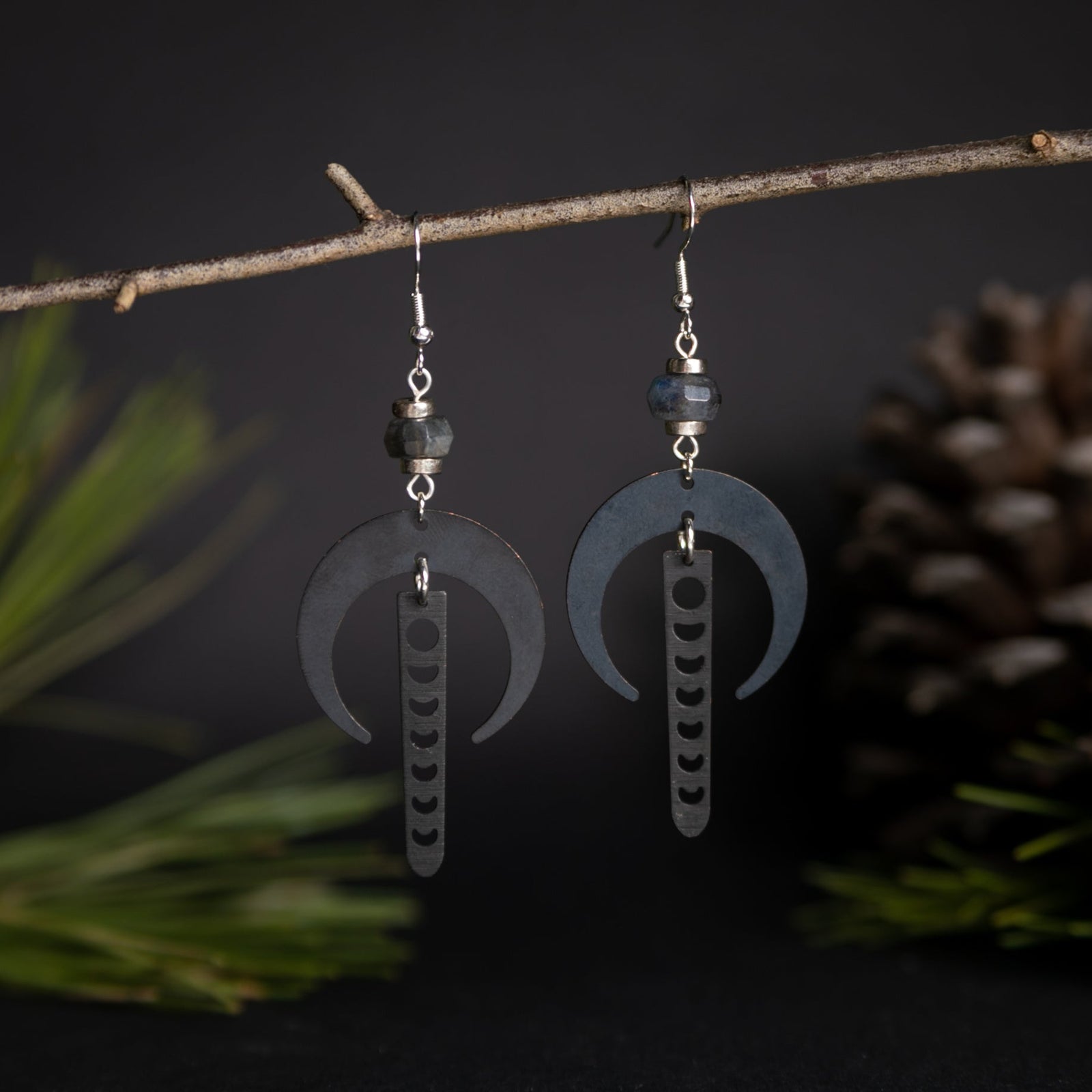 Black Lunar Eclipse Earrings