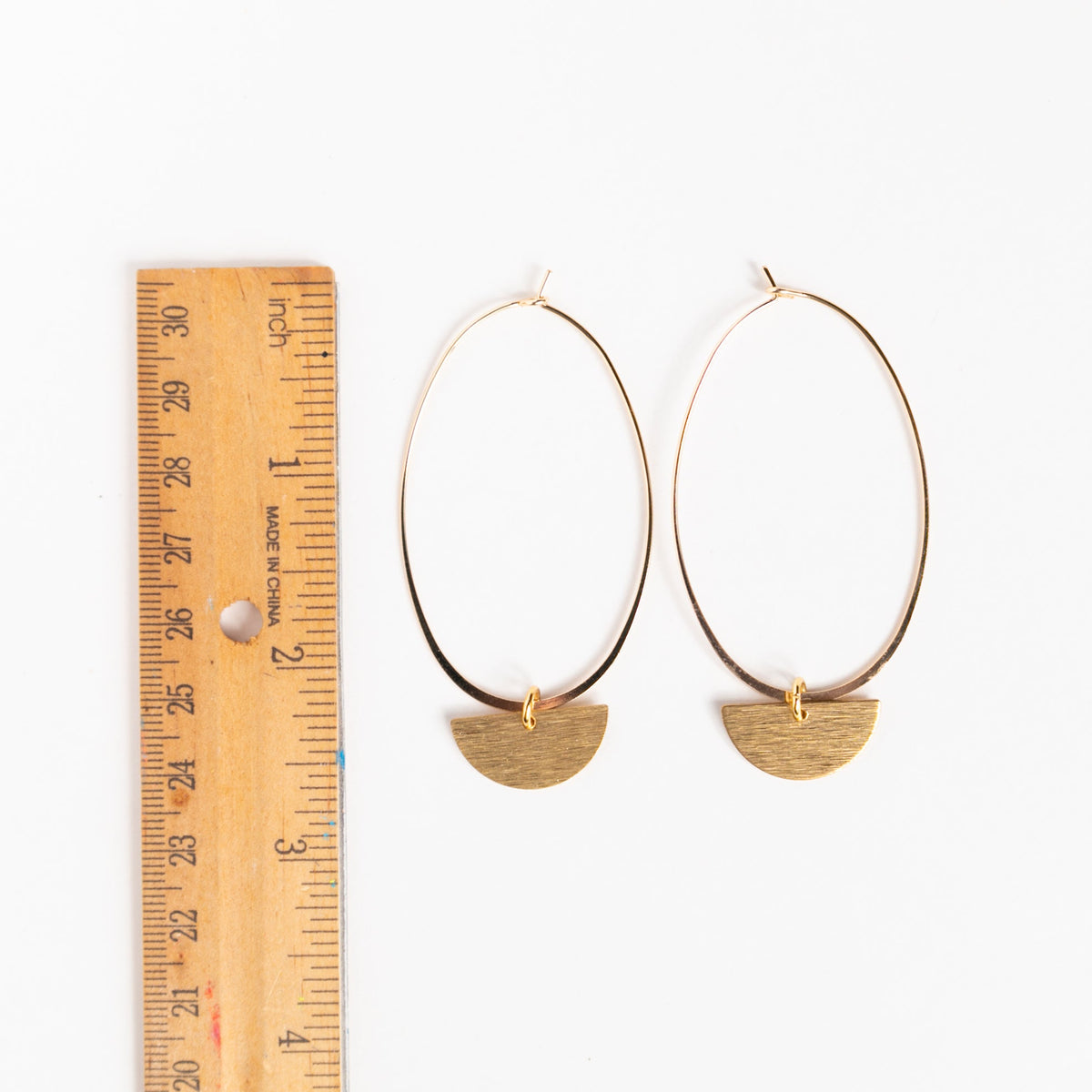 Modern Oval Hoops with Half Moon Charms