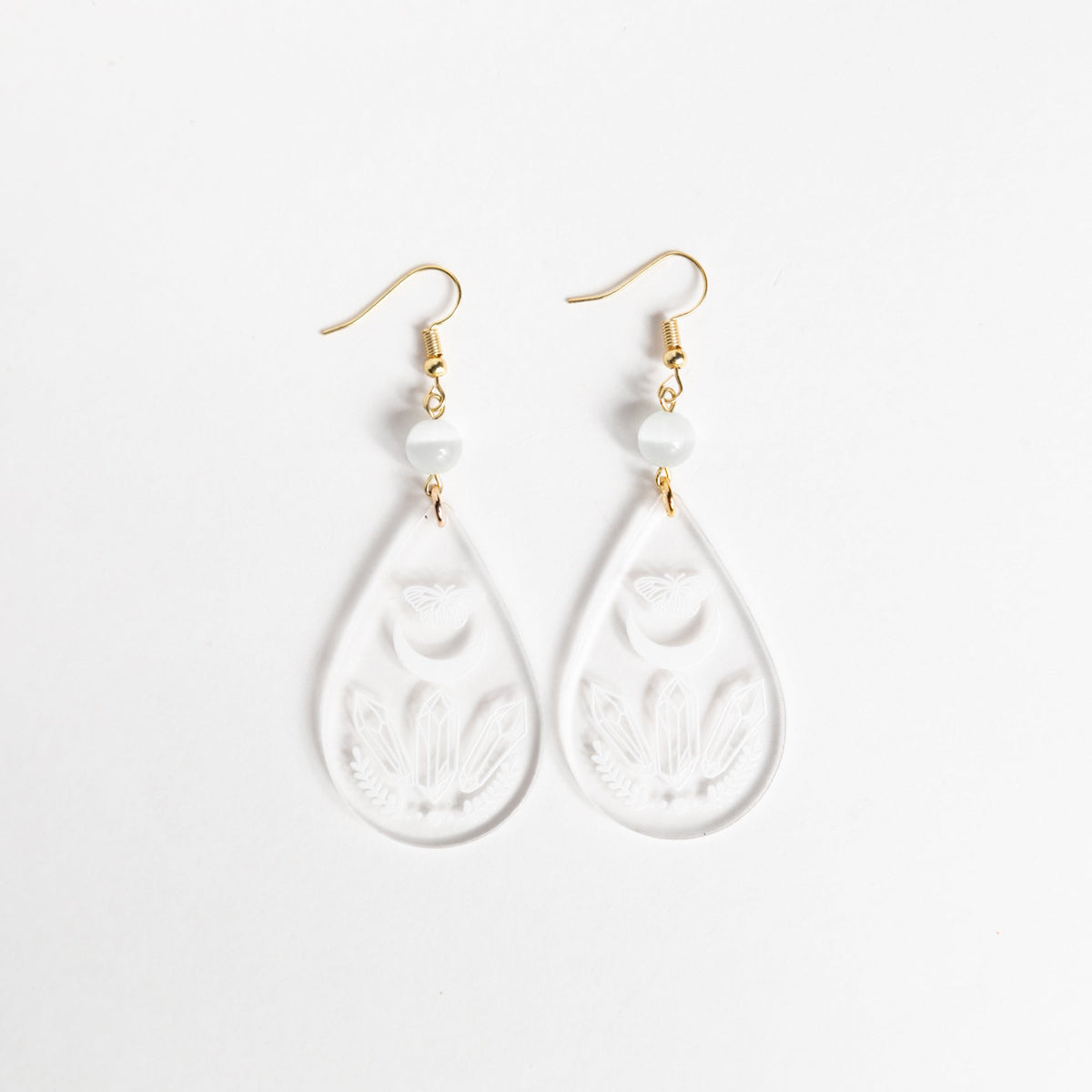 Crystal Clear Acrylic Earrings - Crystal Power