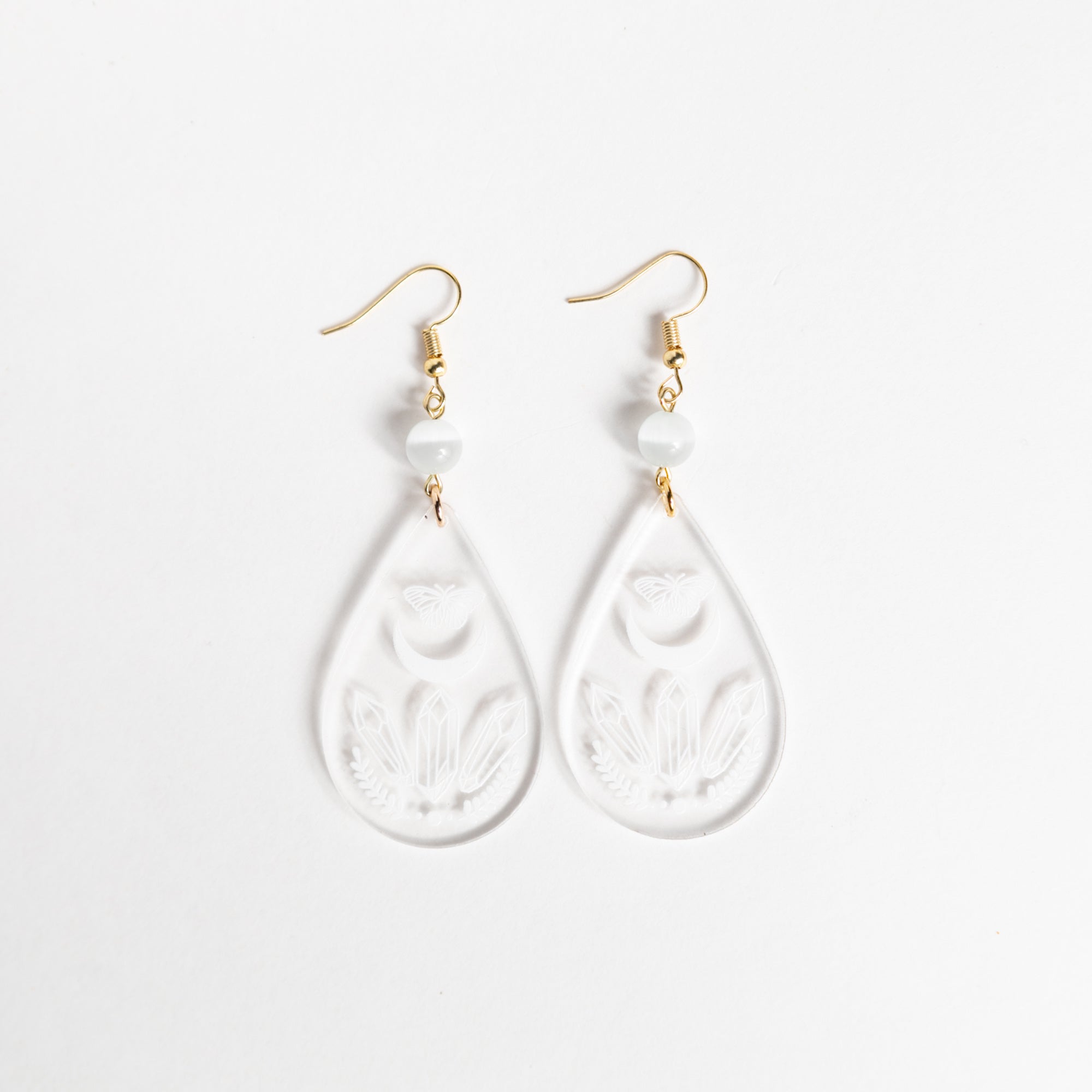 Crystal Clear Acrylic Earrings - Crystal Power