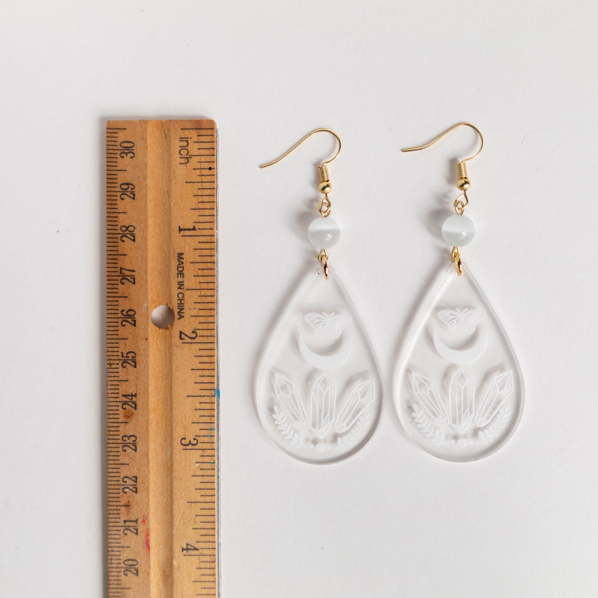 Crystal Clear Acrylic Earrings - Crystal Power