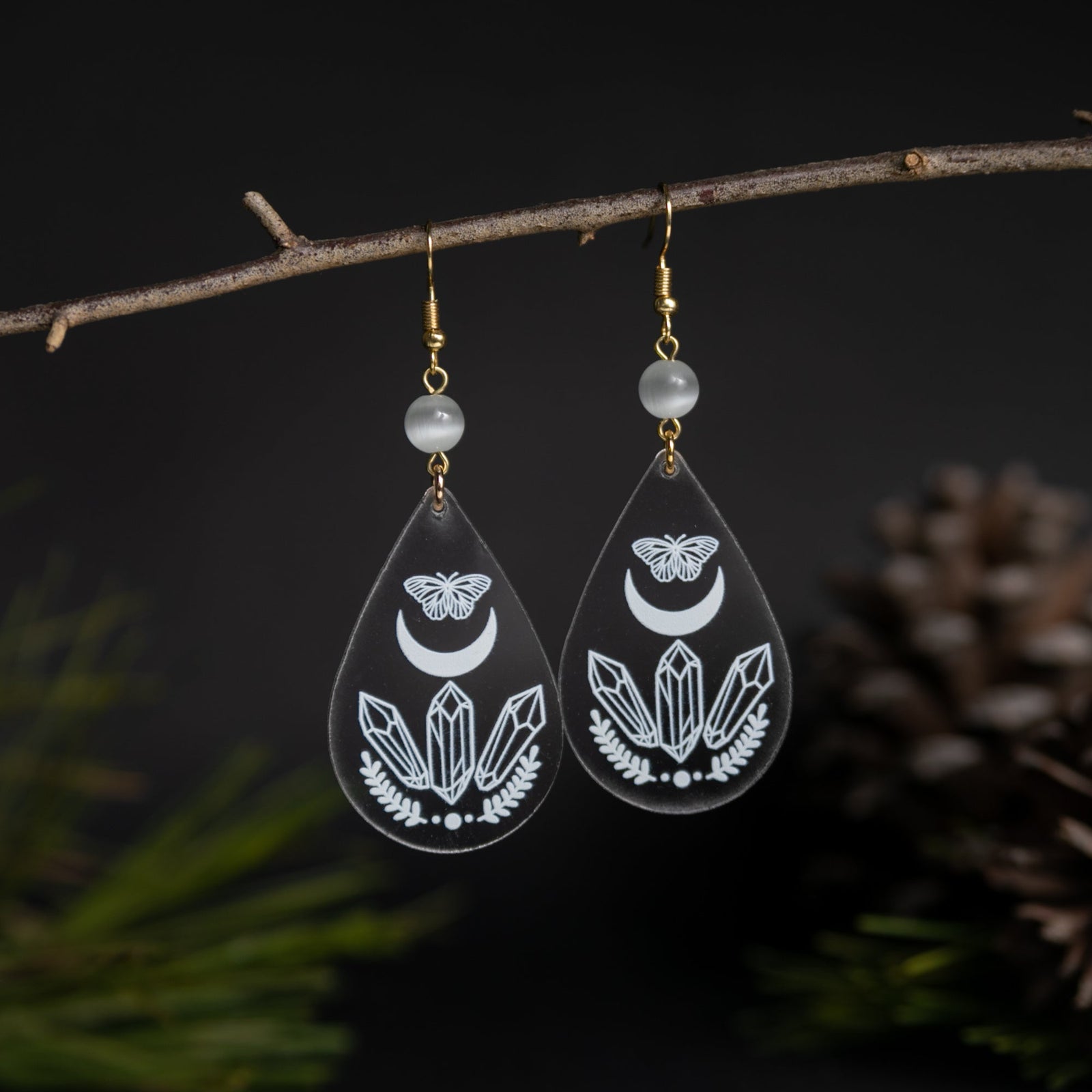 Crystal Clear Acrylic Earrings - Crystal Power