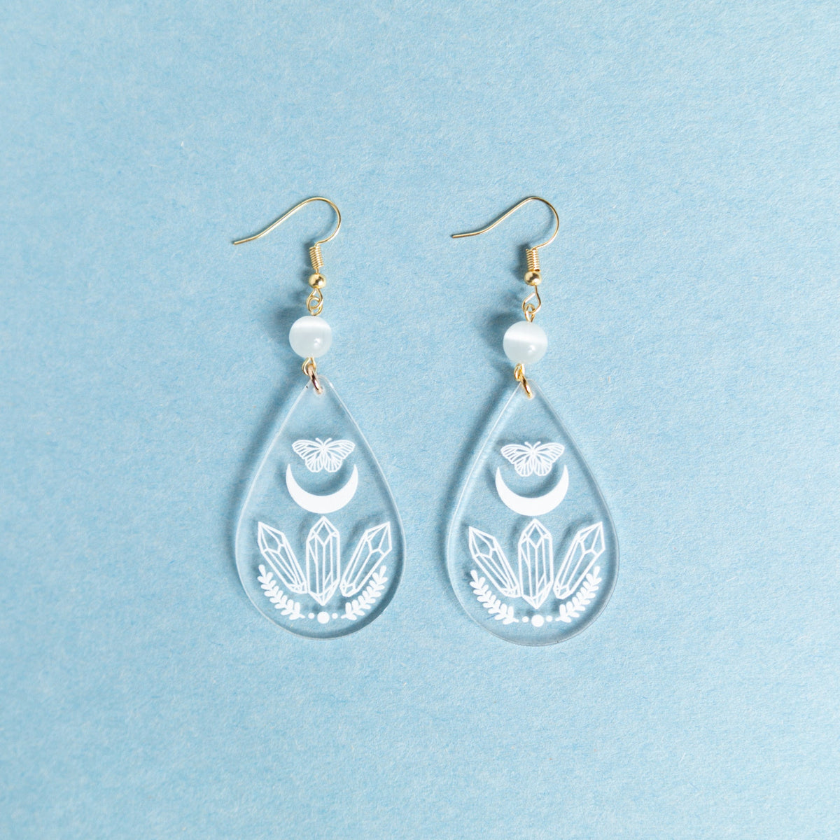 Crystal Clear Acrylic Earrings - Crystal Power