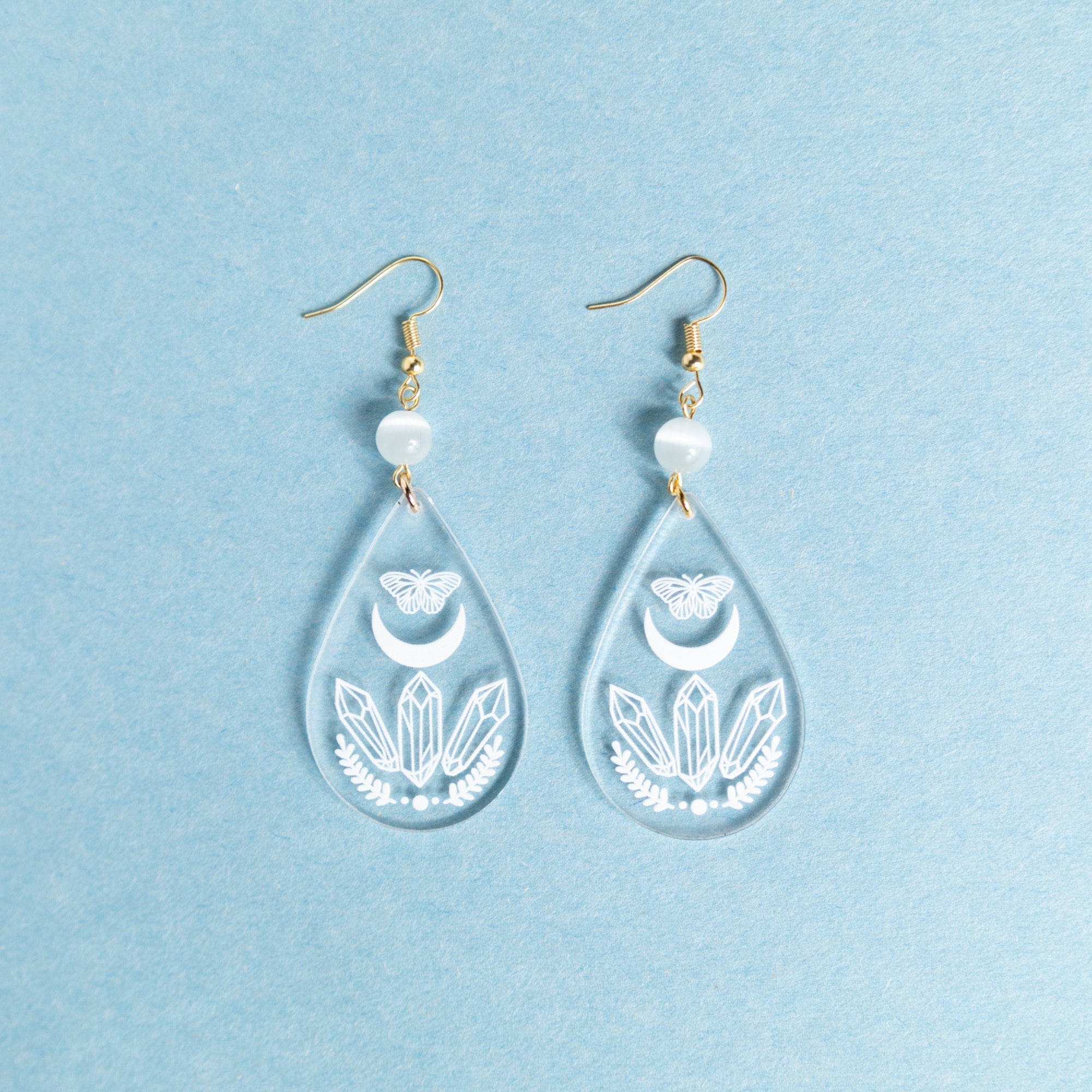 Crystal Clear Acrylic Earrings - Crystal Power