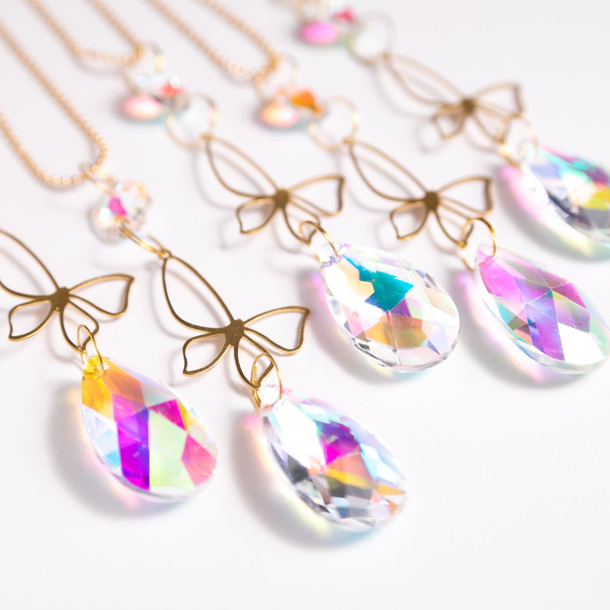 Butterfly Prism Rearview Mirror Car Necklace – Car Decor with Aurora Borealis Crystals by Kinley Jewelry
