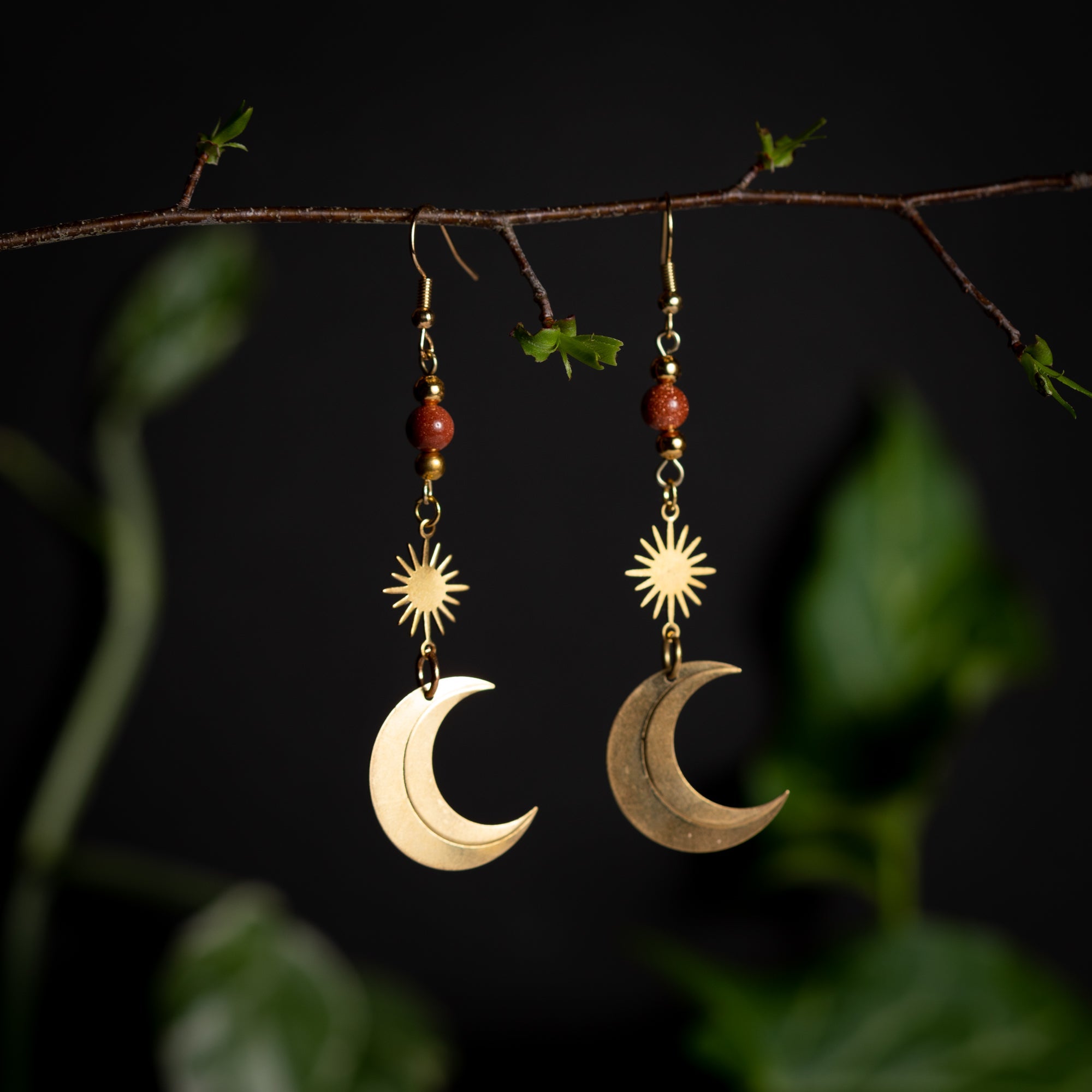 Sun & Moon Boho Dangle Earrings