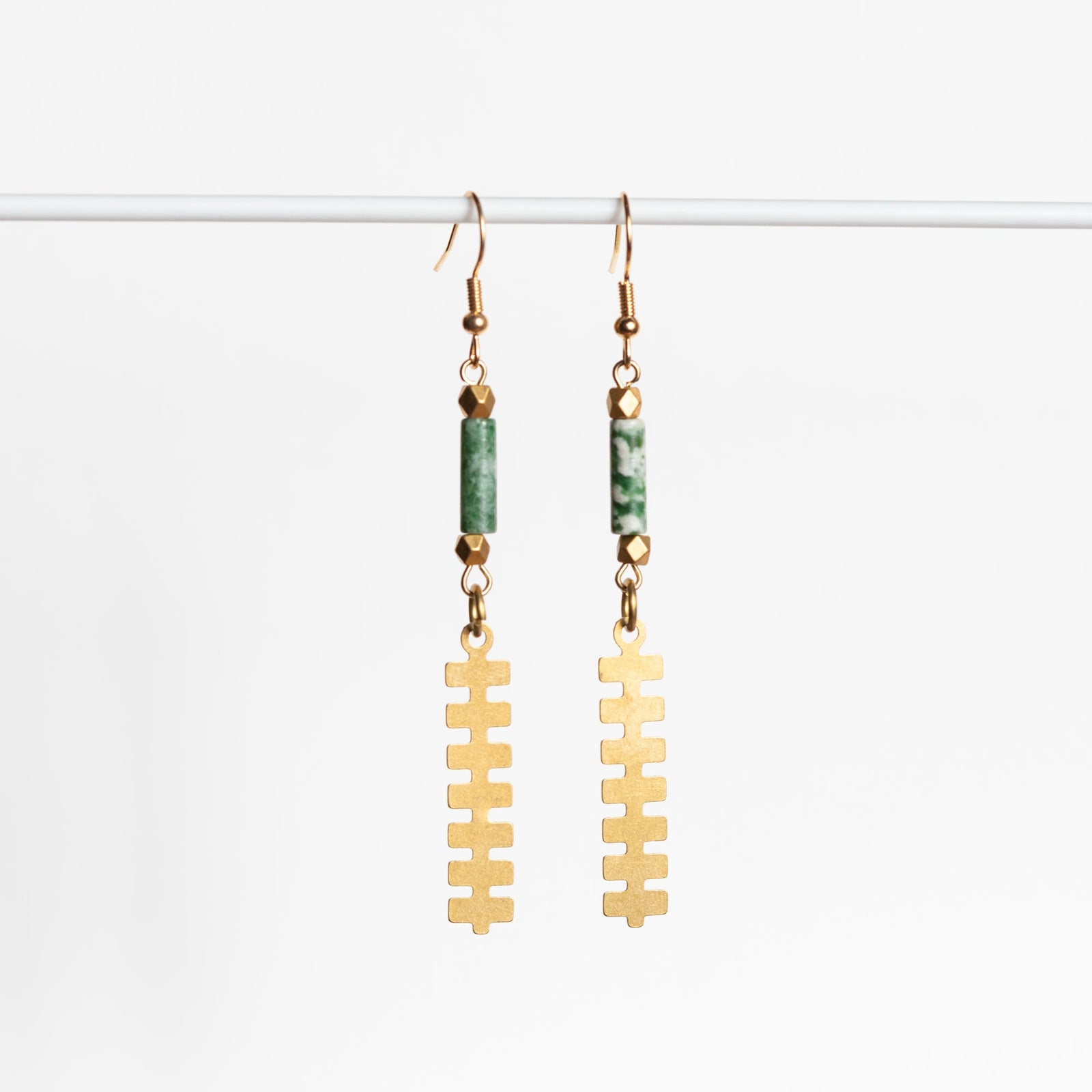 Aztec Inspired Thin Brass Totem Earrings