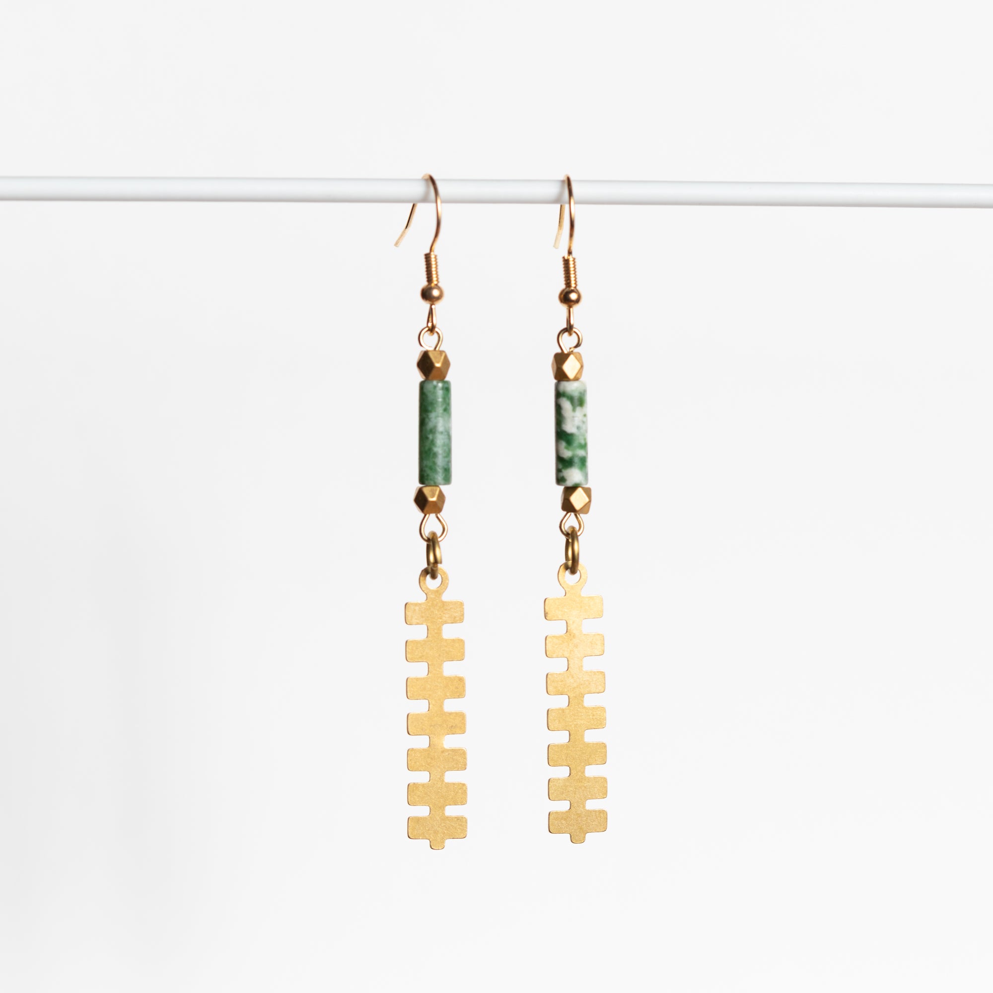 Aztec Inspired Thin Brass Totem Earrings
