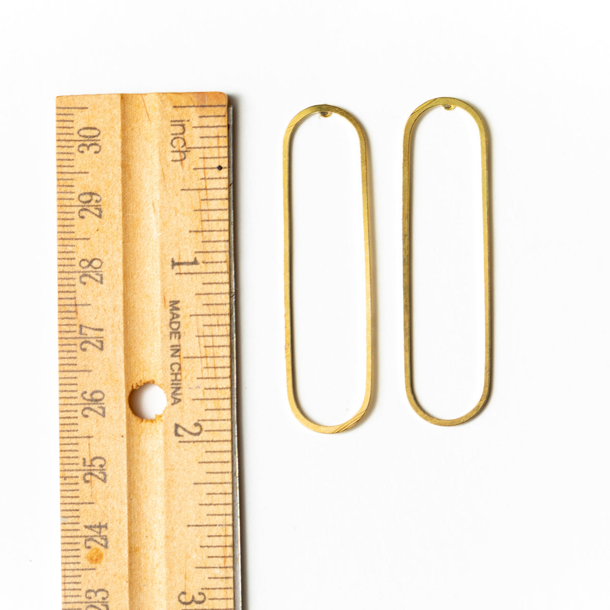 Elongated Oval Gold Post Earrings