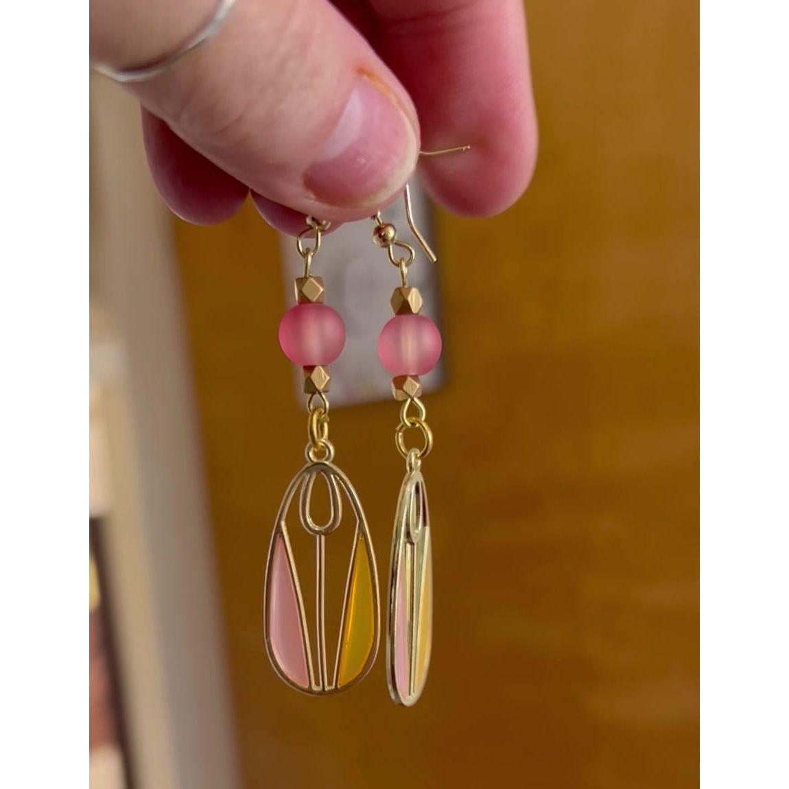 Pink Tulip Window Earrings