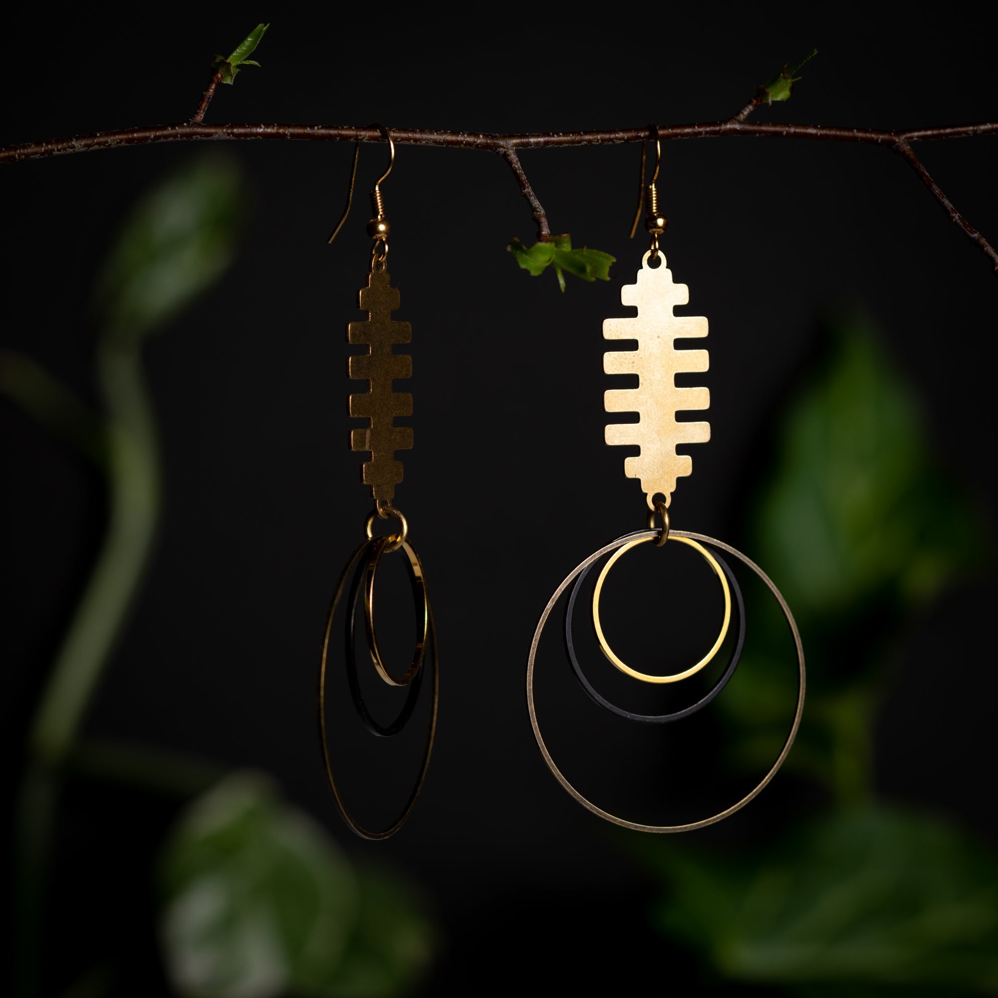 Aztec Inspired Triple Ring Dangles