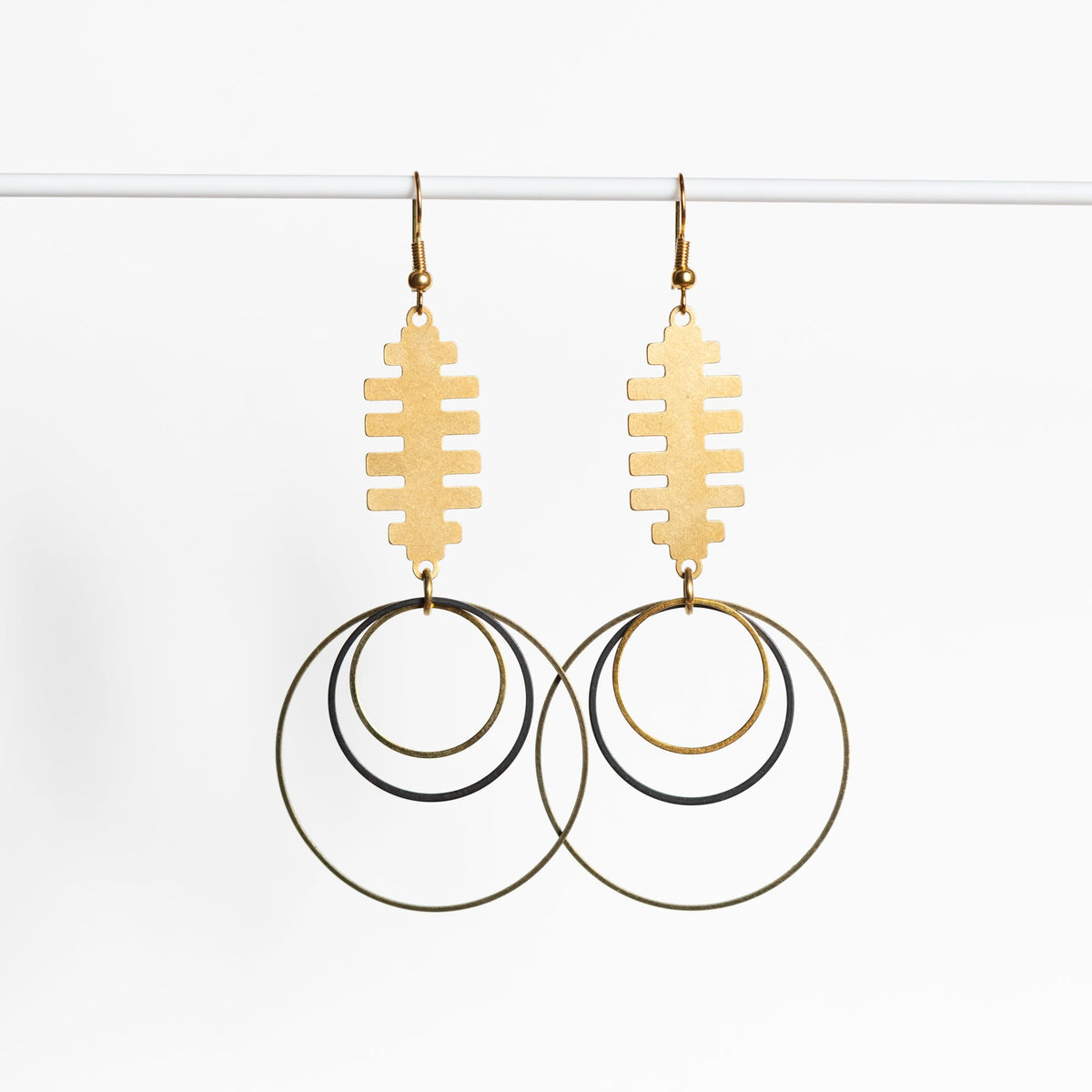 Aztec Inspired Triple Ring Dangles