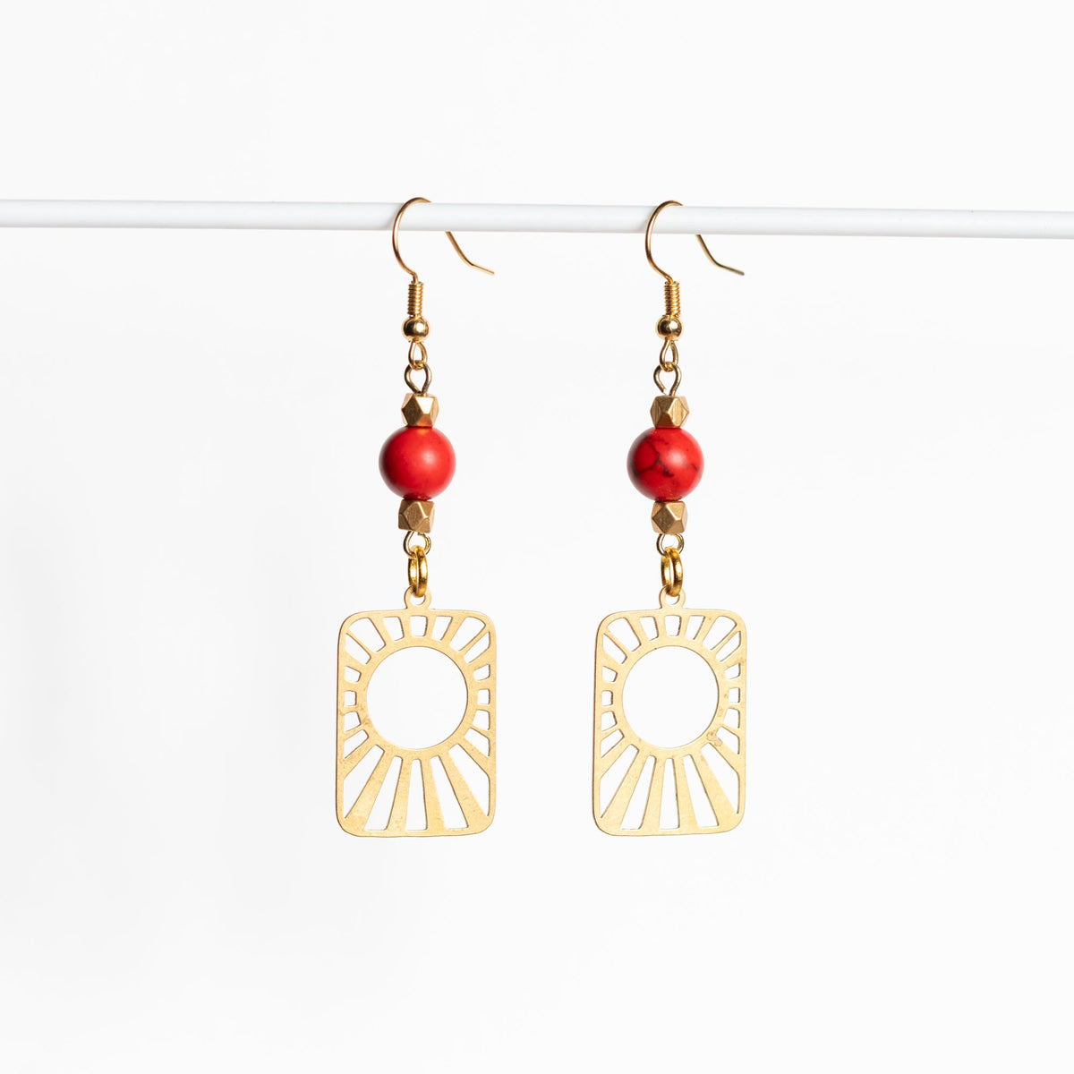 Red Stone Sun Dangles