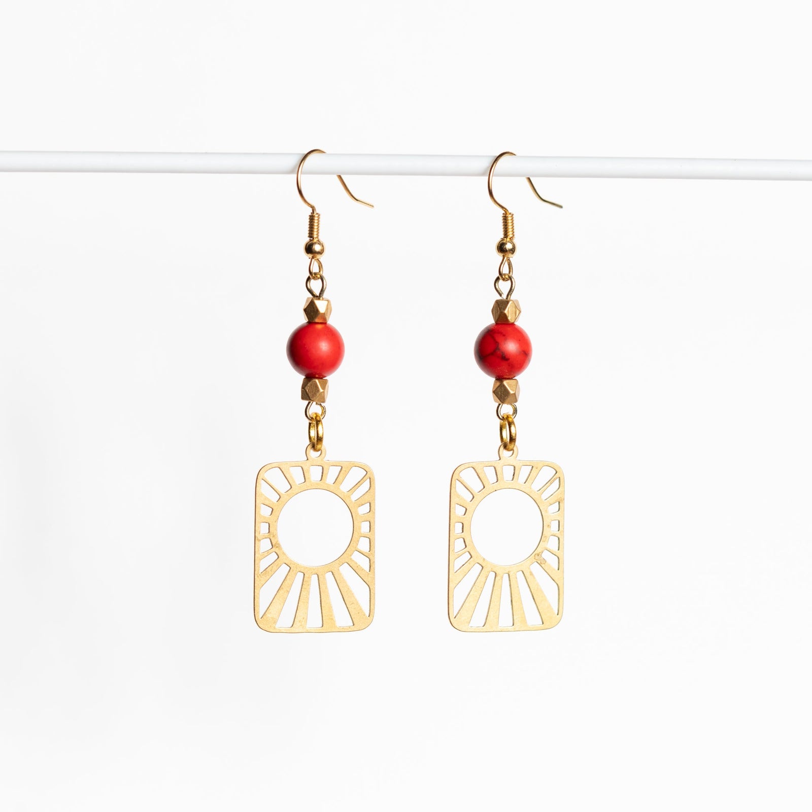 Red Stone Sun Dangles