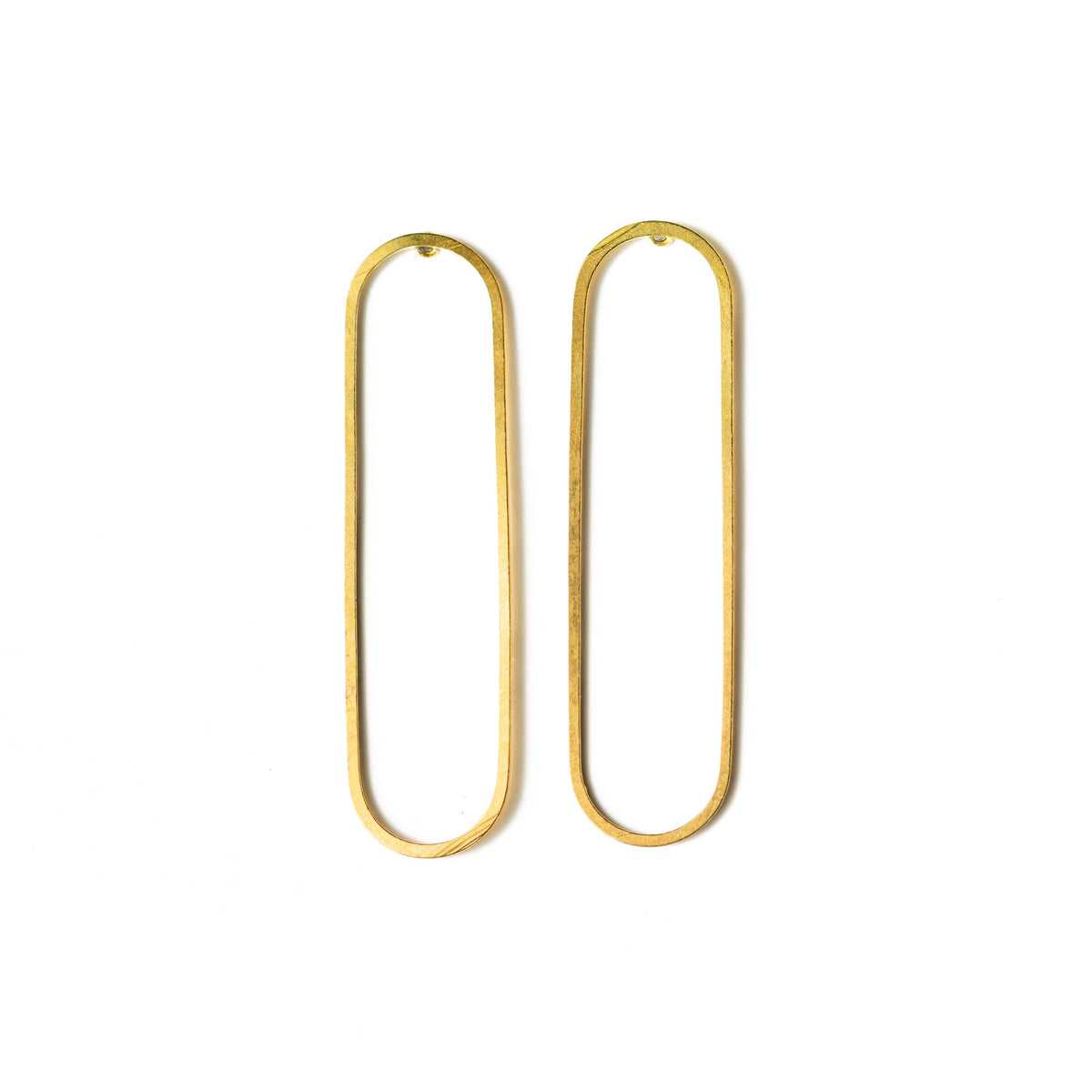 Elongated Oval Gold Post Earrings
