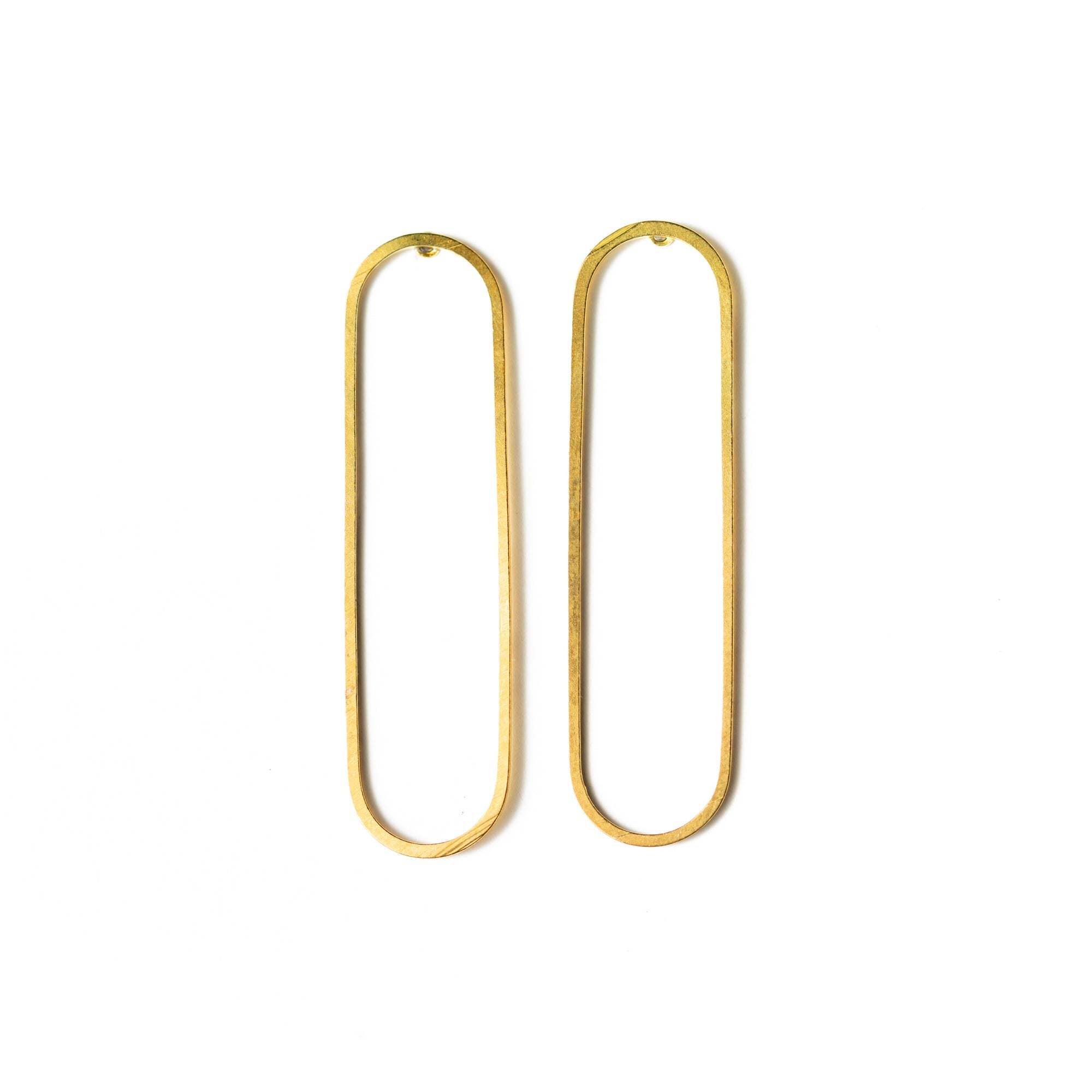 Elongated Oval Gold Post Earrings