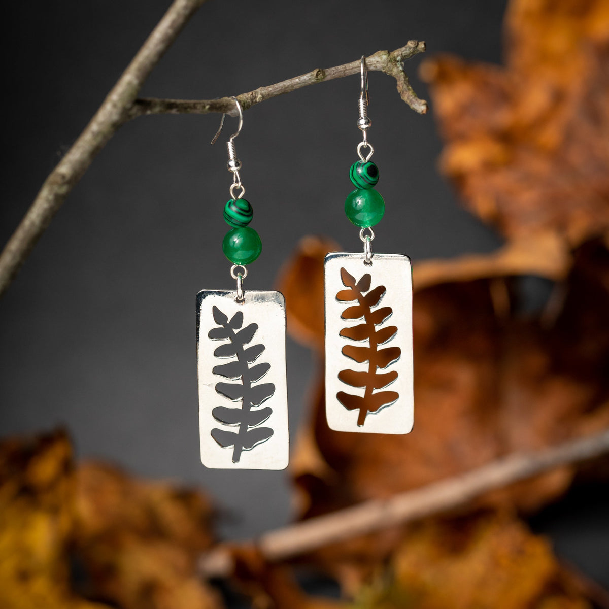Silver Fern Window Earrings