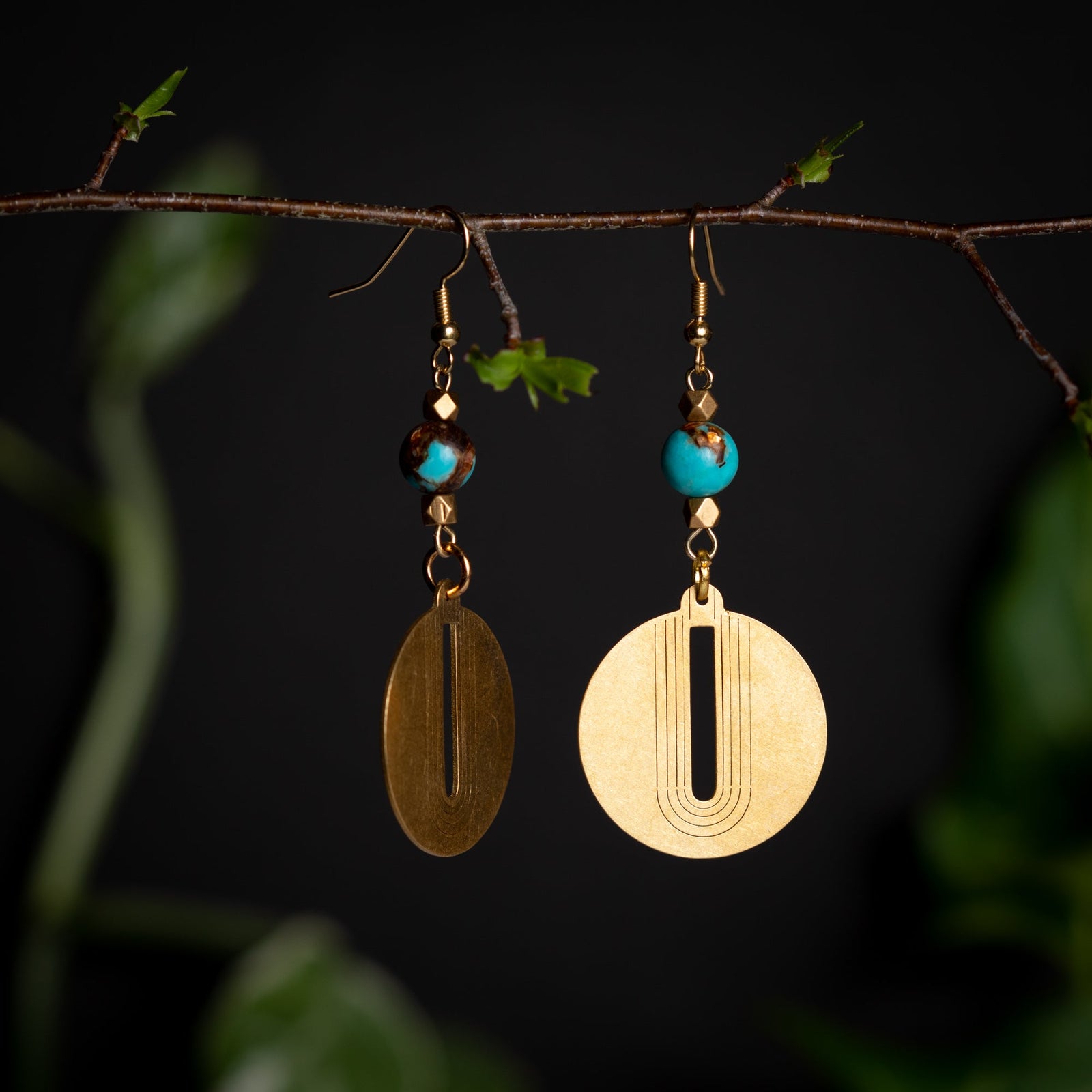 Brass Medallion Dangle Earrings