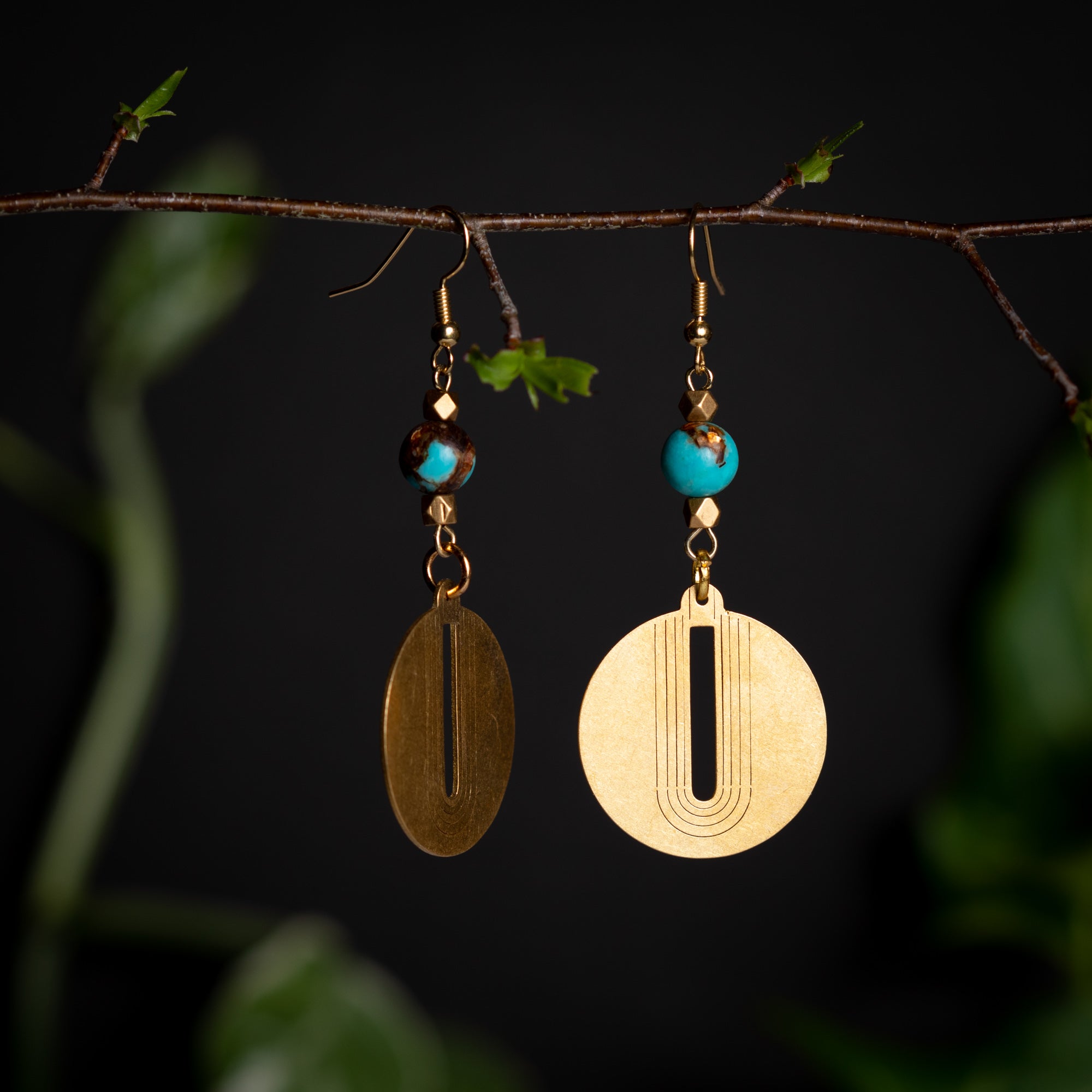 Brass Medallion Dangle Earrings