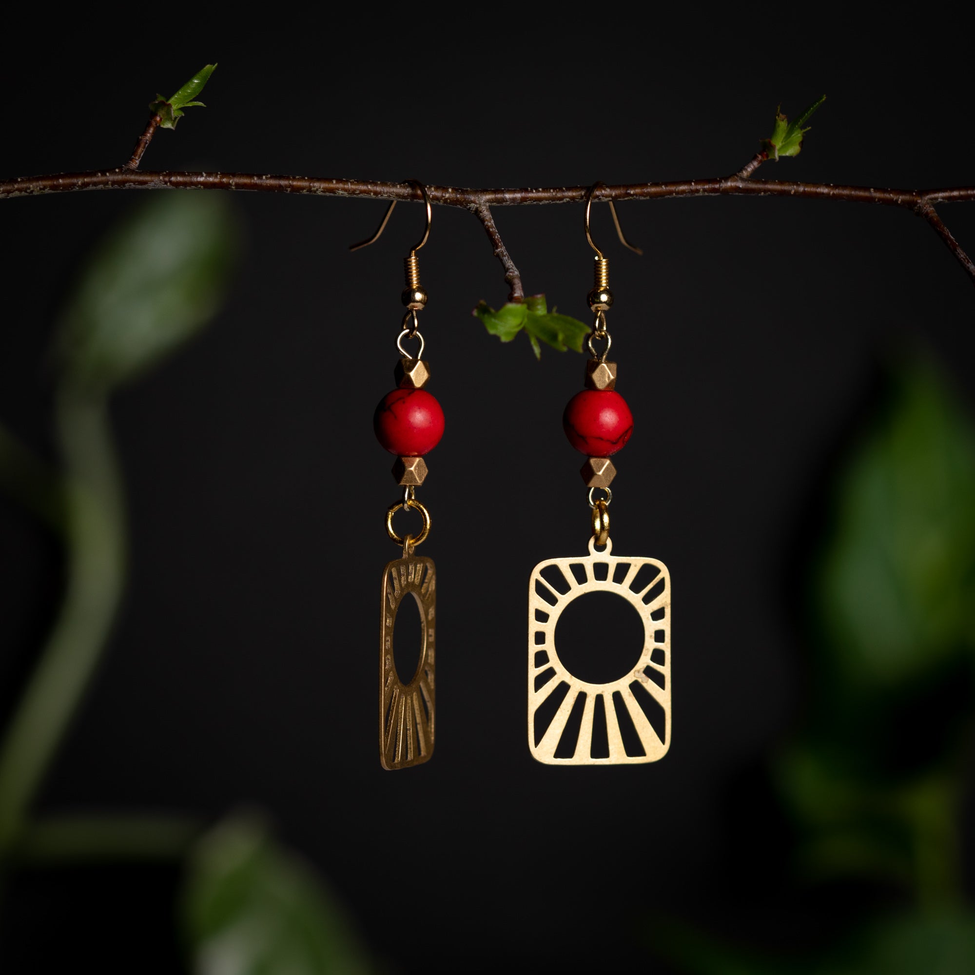 Red Stone Sun Dangles